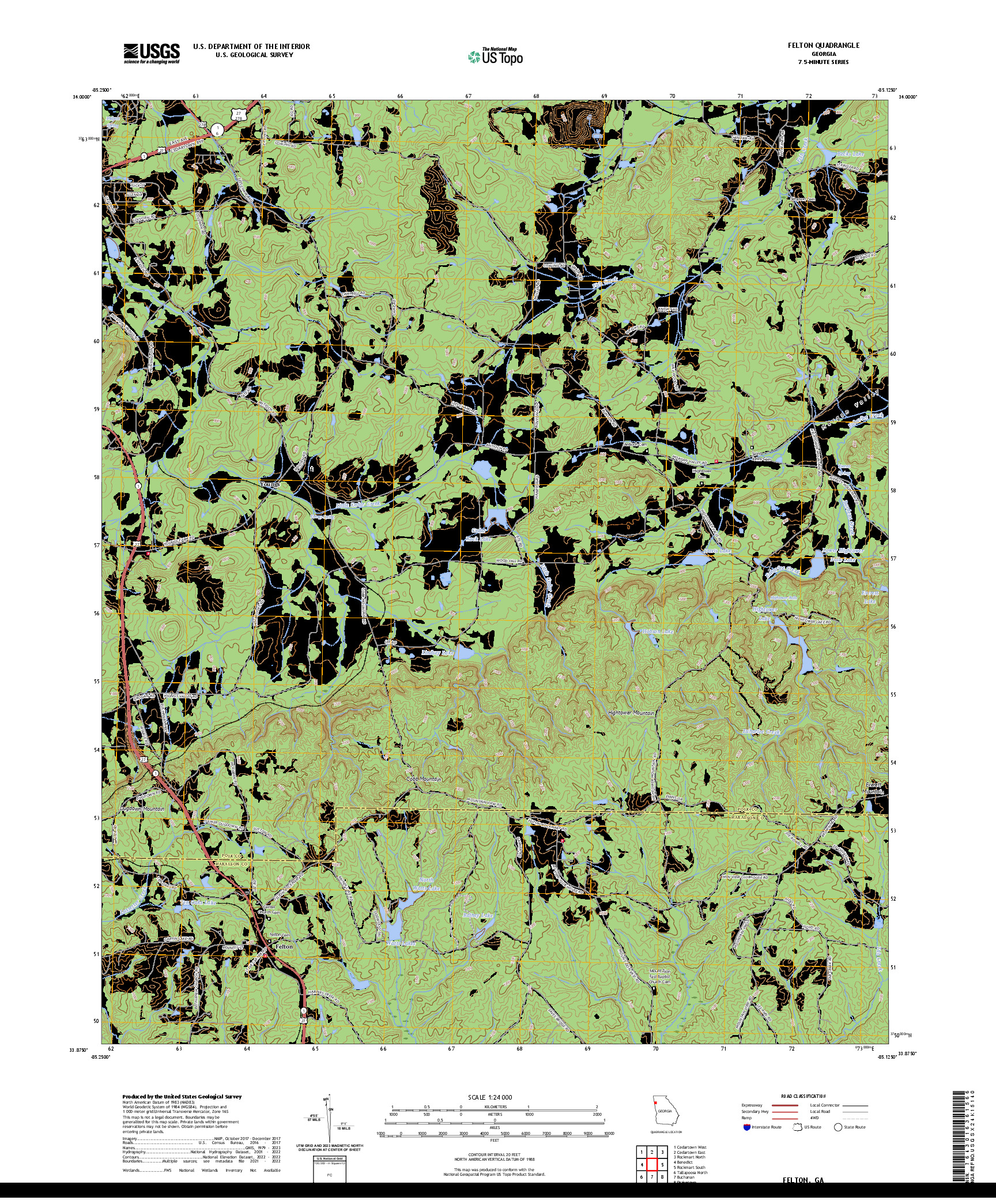 US TOPO 7.5-MINUTE MAP FOR FELTON, GA