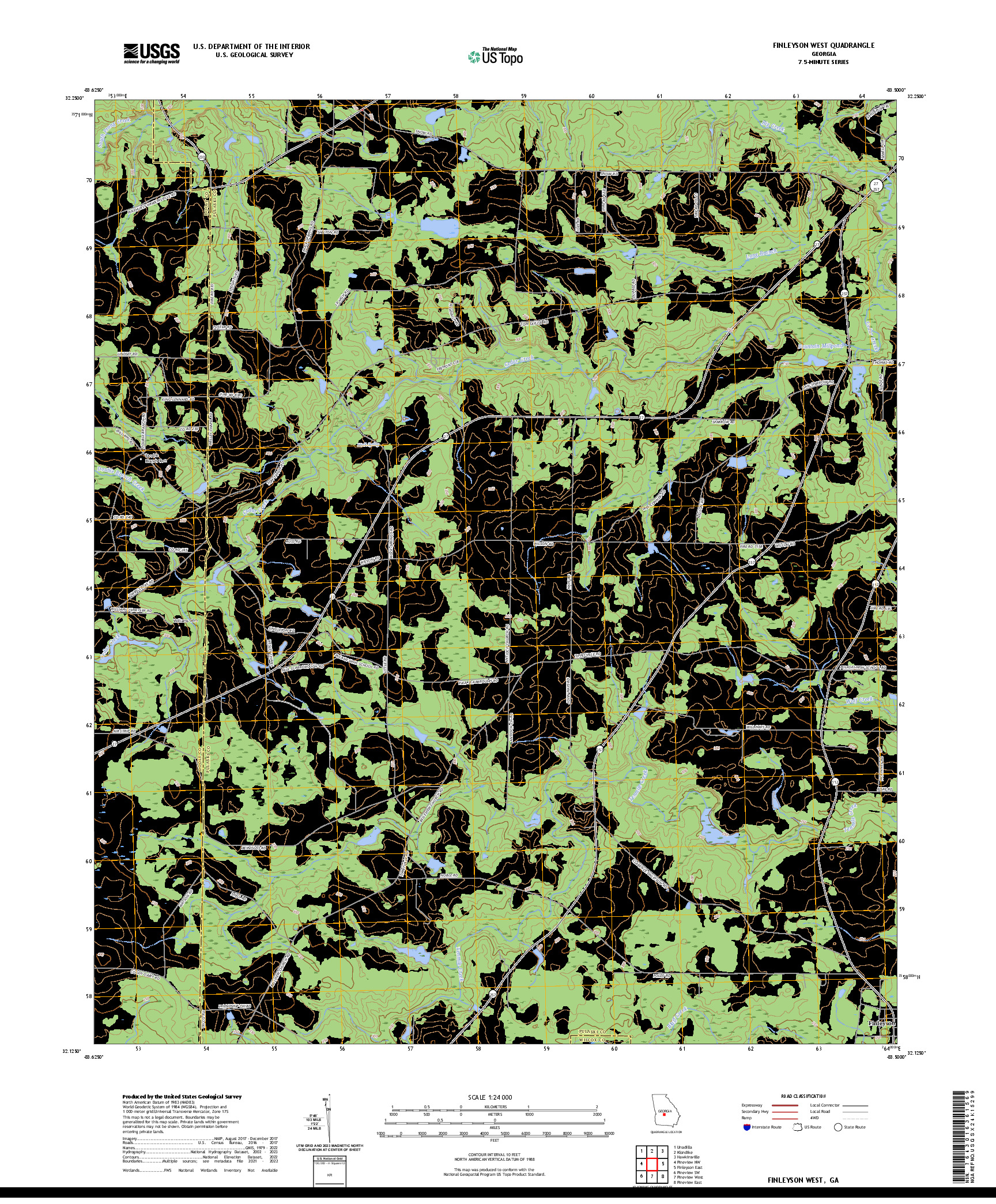 US TOPO 7.5-MINUTE MAP FOR FINLEYSON WEST, GA