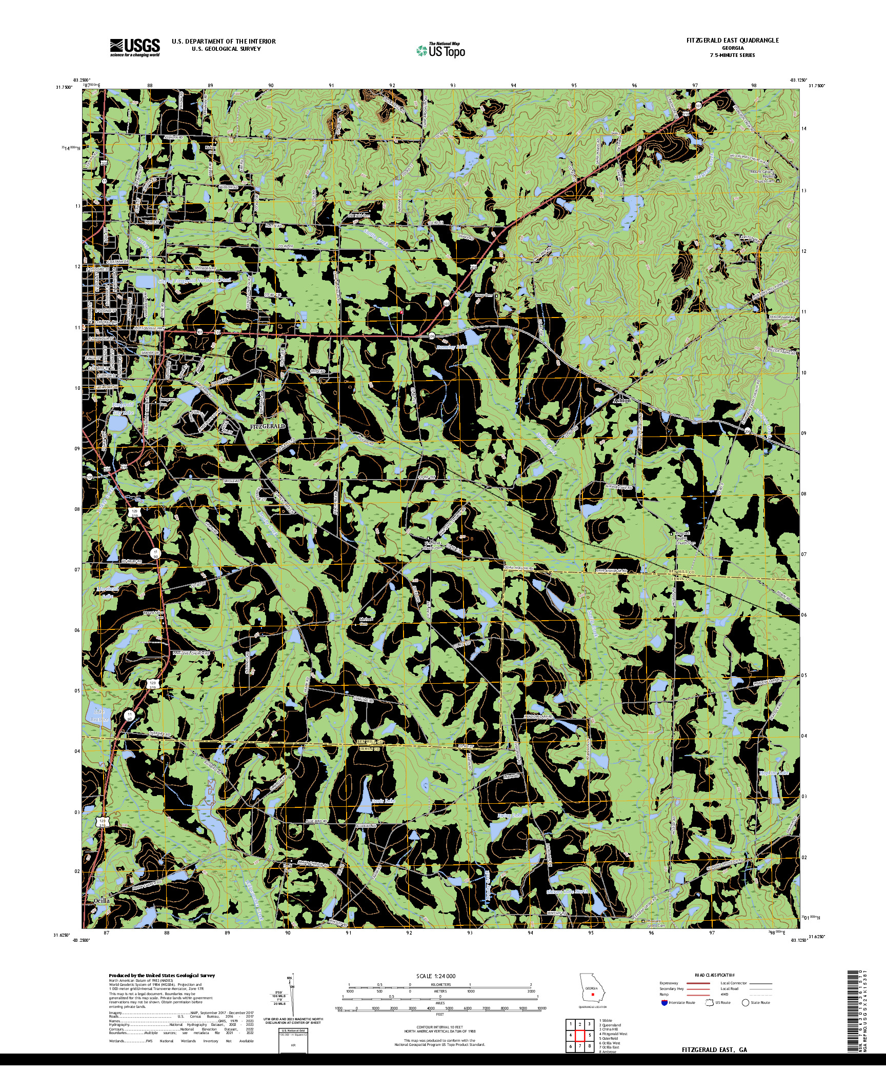US TOPO 7.5-MINUTE MAP FOR FITZGERALD EAST, GA