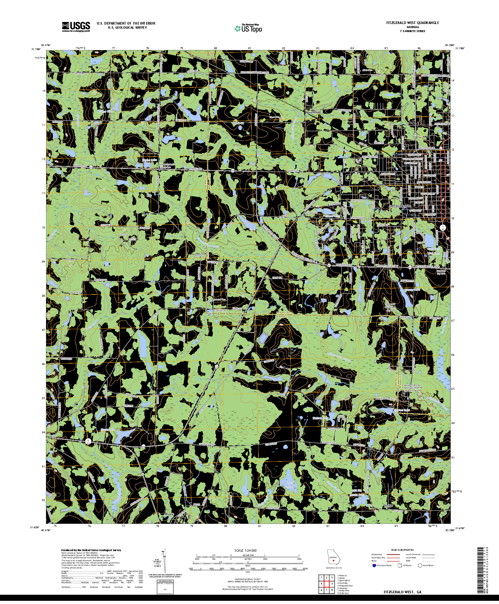 US TOPO 7.5-MINUTE MAP FOR FITZGERALD WEST, GA