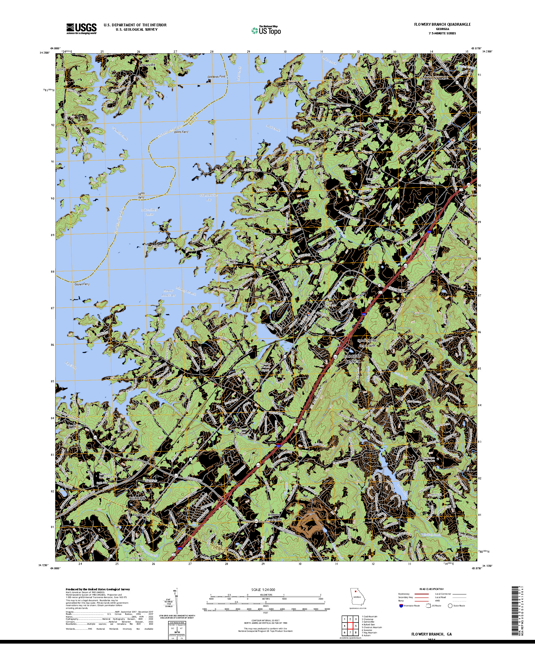 US TOPO 7.5-MINUTE MAP FOR FLOWERY BRANCH, GA