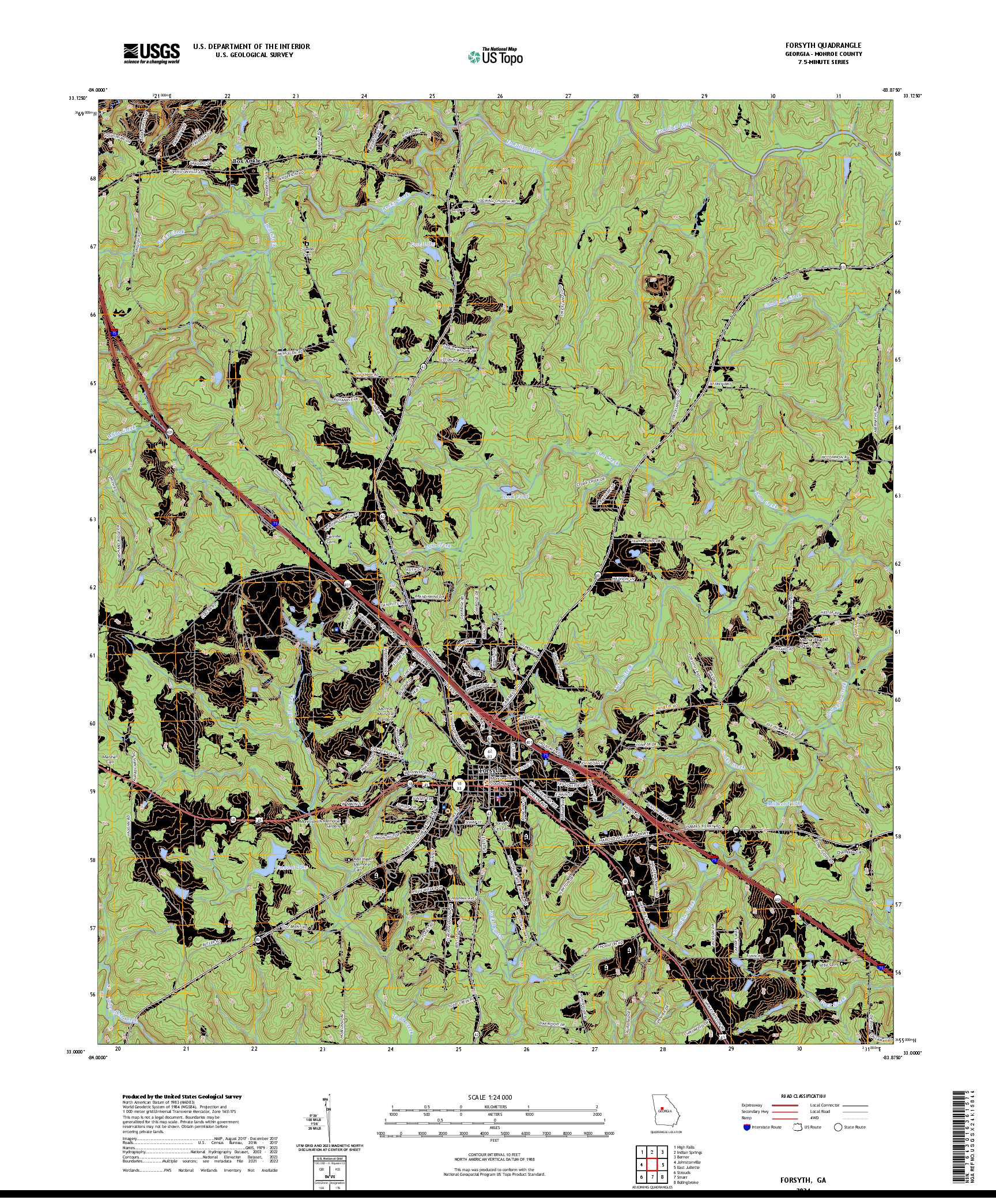 US TOPO 7.5-MINUTE MAP FOR FORSYTH, GA