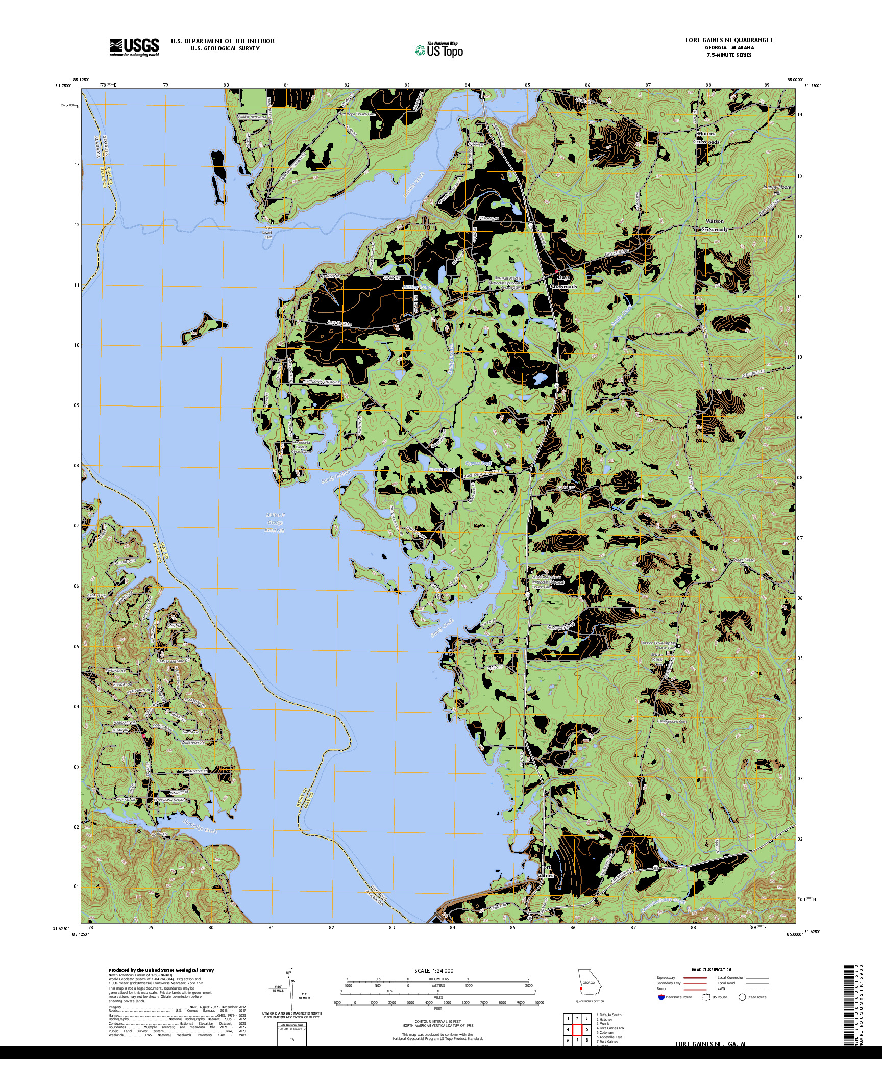 US TOPO 7.5-MINUTE MAP FOR FORT GAINES NE, GA,AL