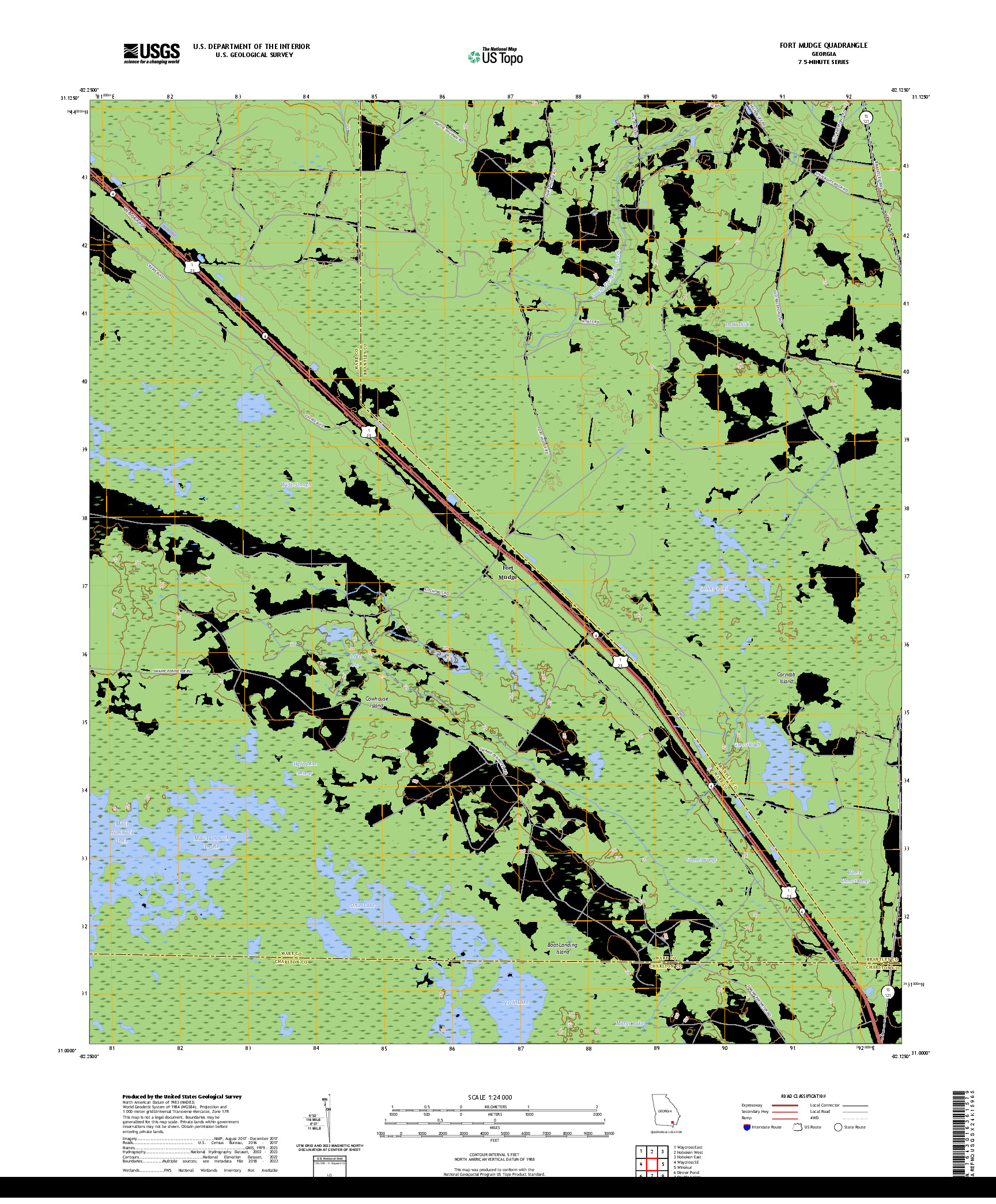 US TOPO 7.5-MINUTE MAP FOR FORT MUDGE, GA