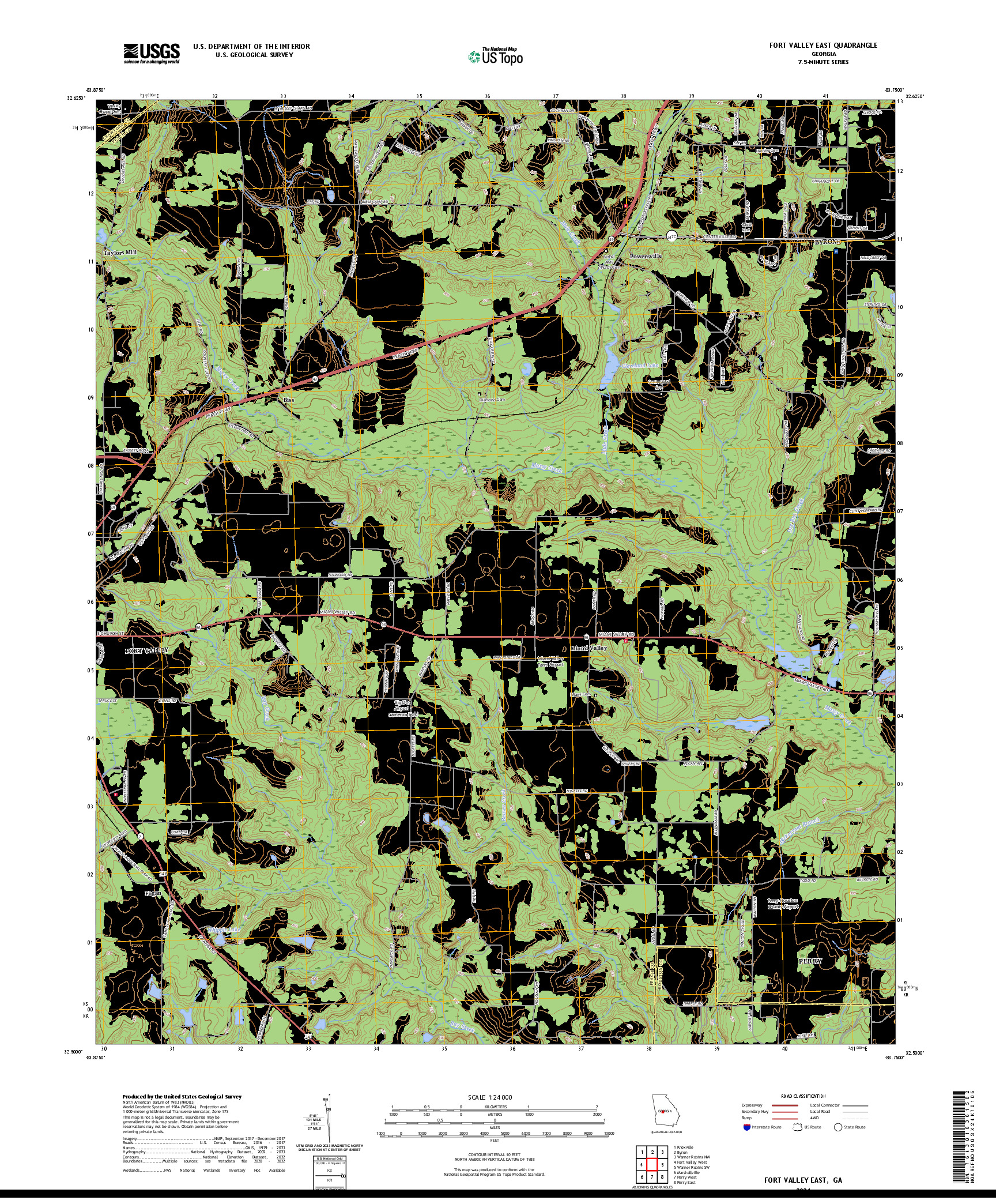 US TOPO 7.5-MINUTE MAP FOR FORT VALLEY EAST, GA