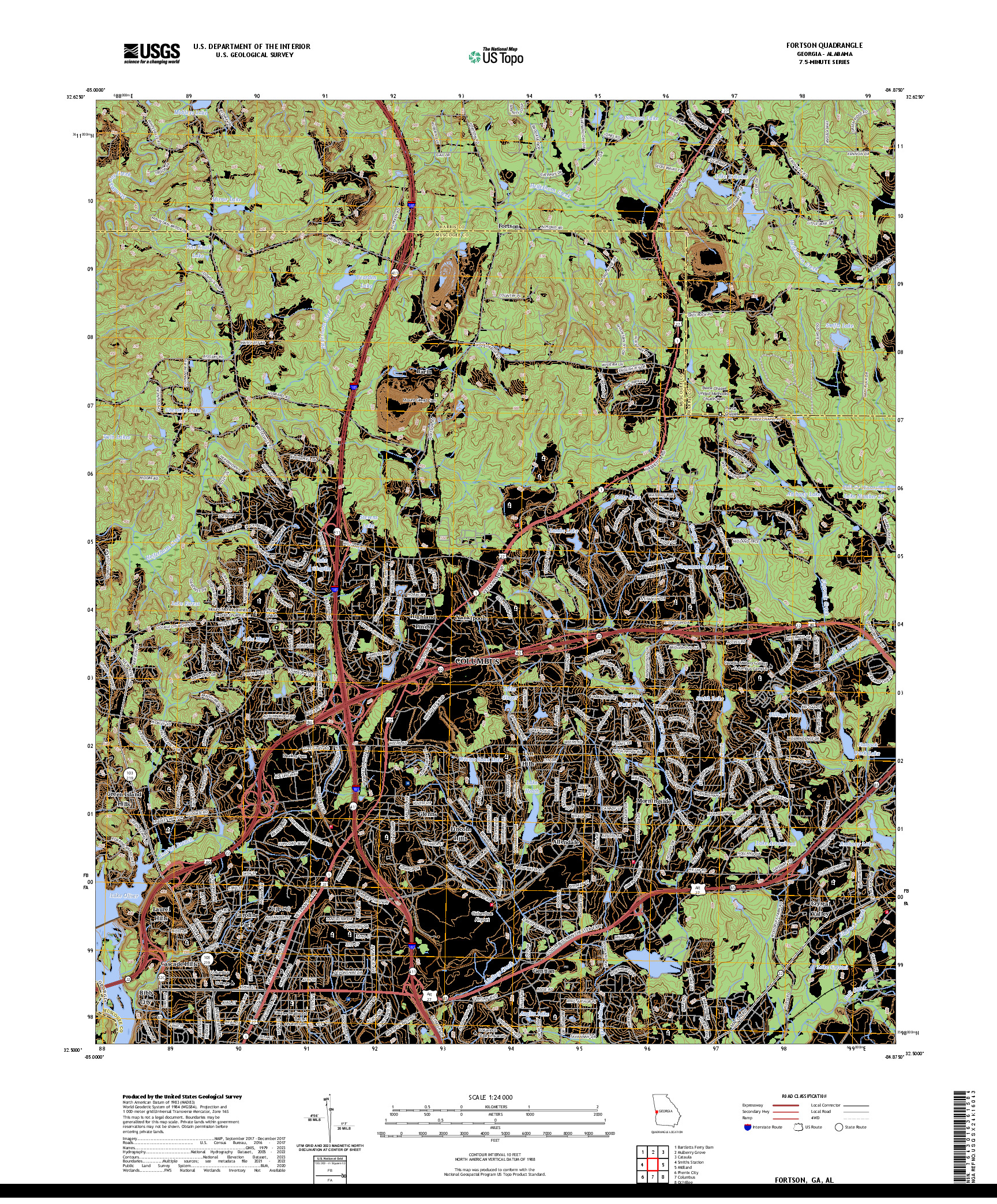 US TOPO 7.5-MINUTE MAP FOR FORTSON, GA,AL