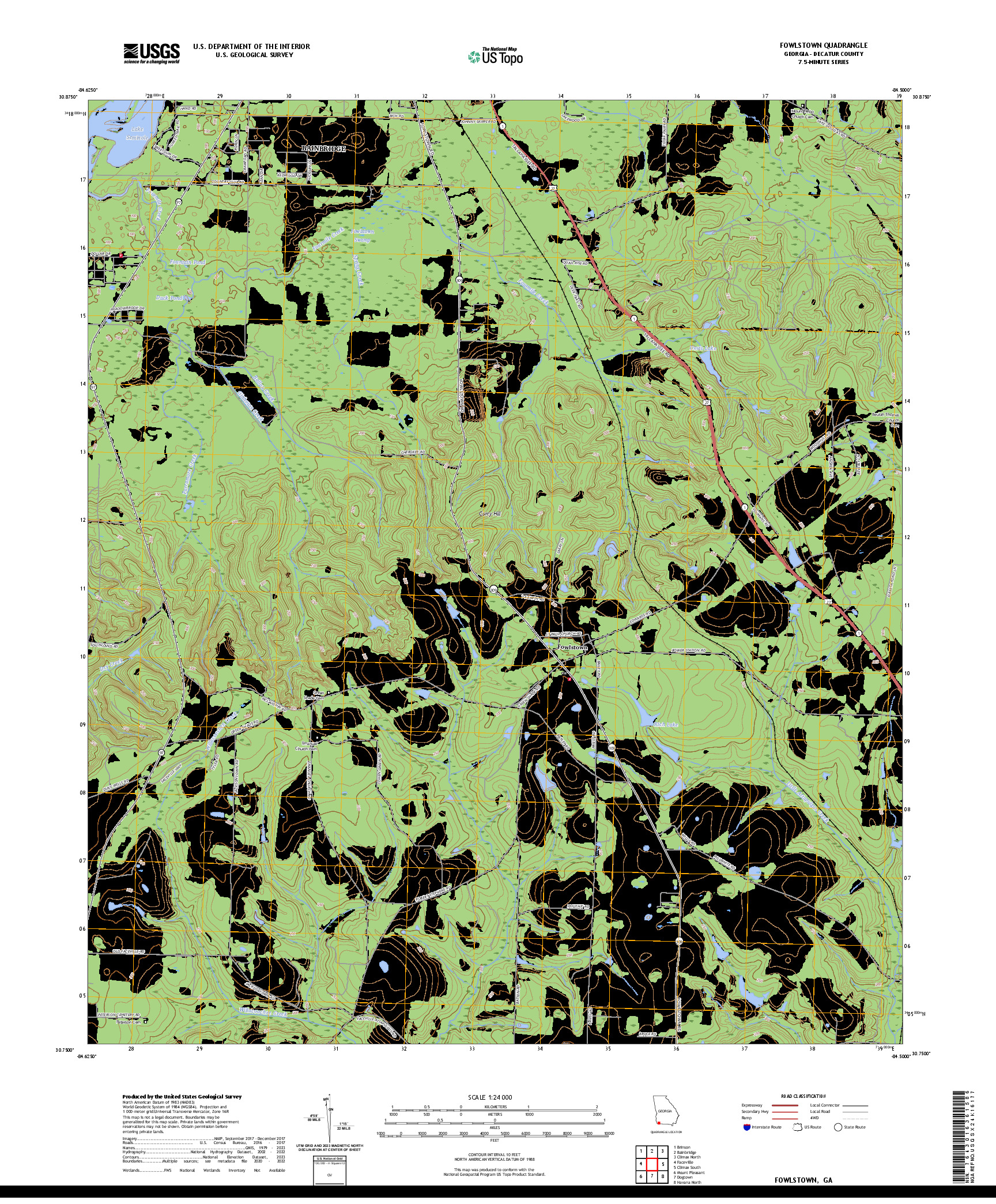 US TOPO 7.5-MINUTE MAP FOR FOWLSTOWN, GA