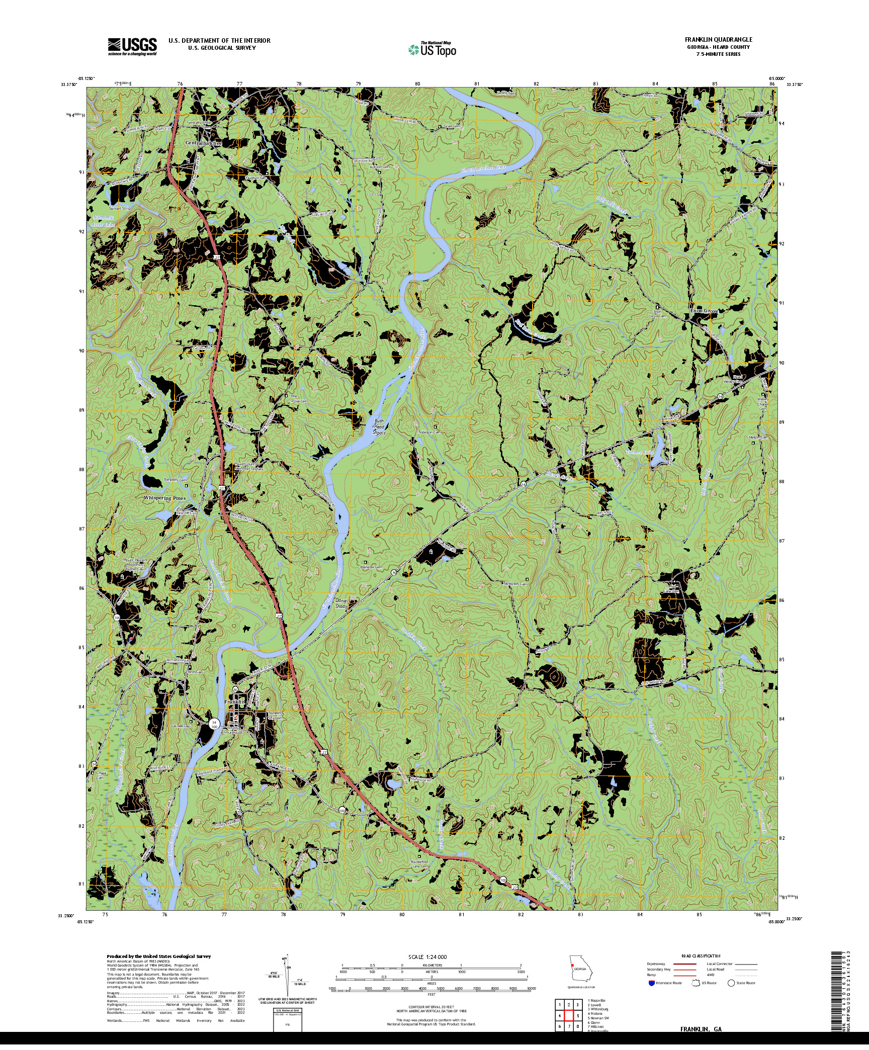 US TOPO 7.5-MINUTE MAP FOR FRANKLIN, GA