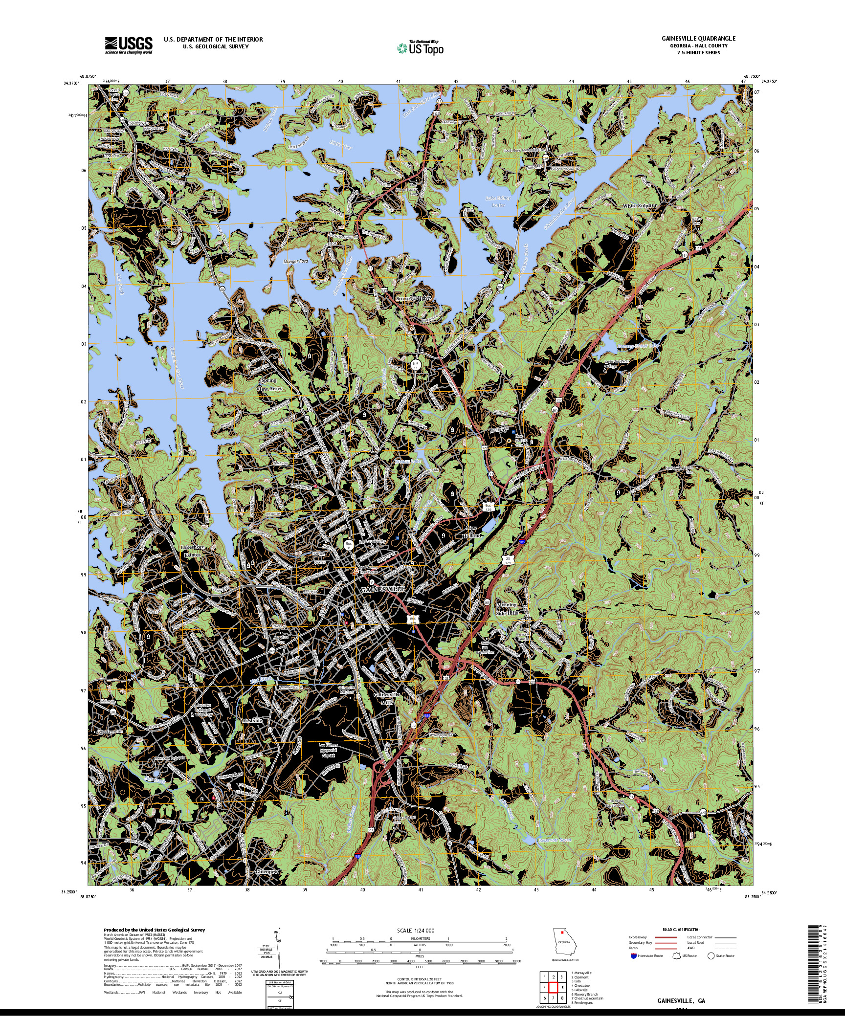 US TOPO 7.5-MINUTE MAP FOR GAINESVILLE, GA
