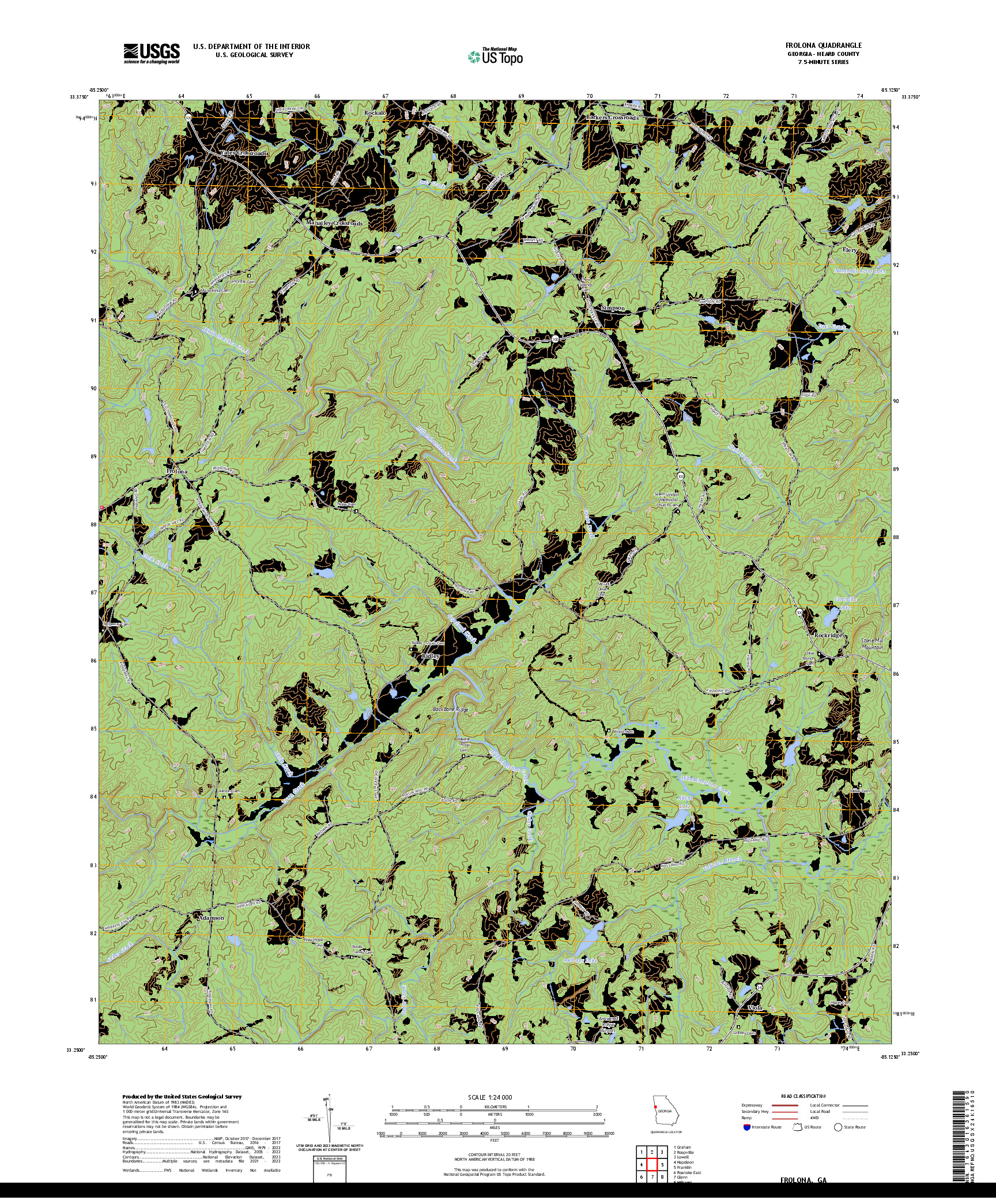 US TOPO 7.5-MINUTE MAP FOR FROLONA, GA