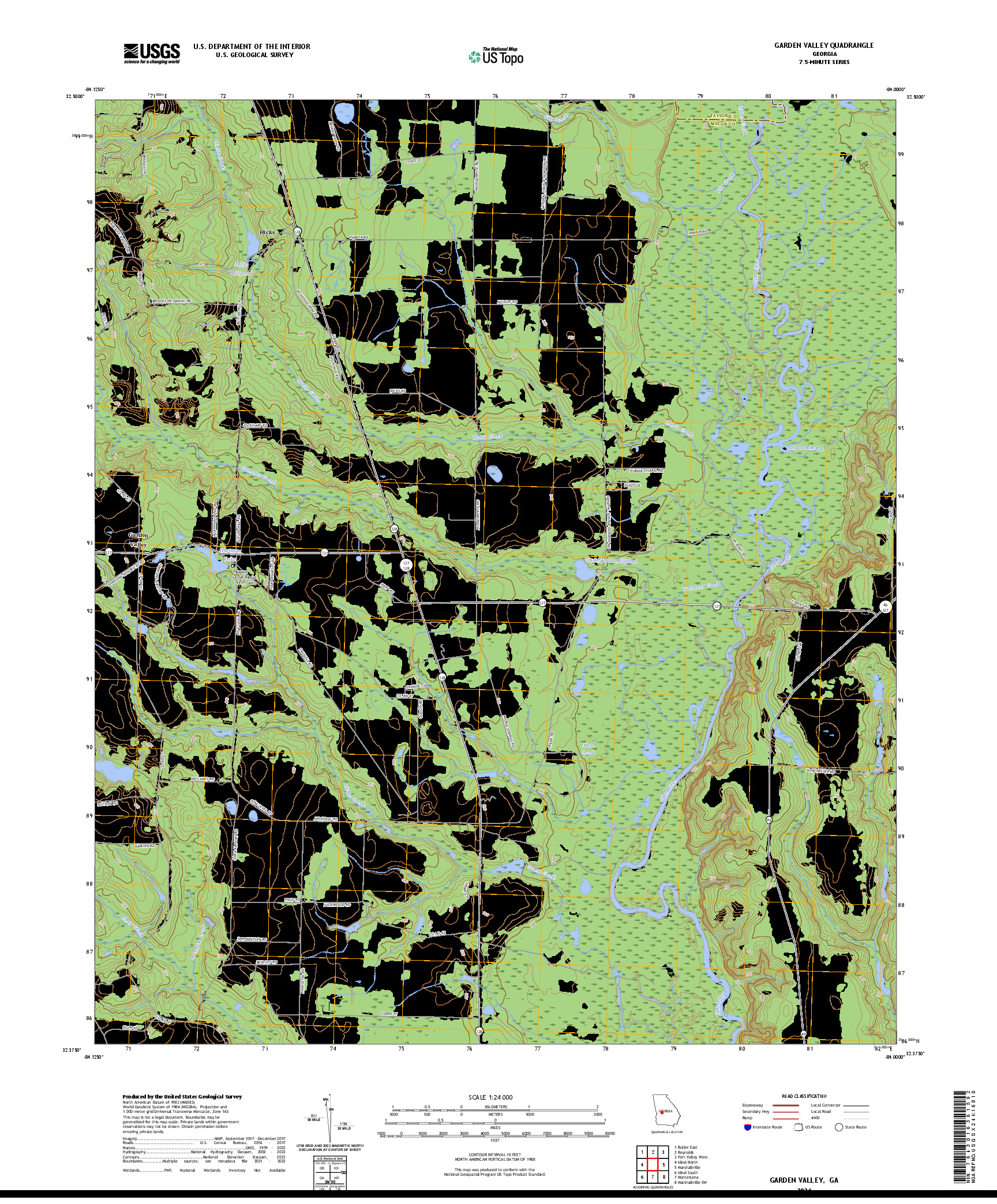 US TOPO 7.5-MINUTE MAP FOR GARDEN VALLEY, GA