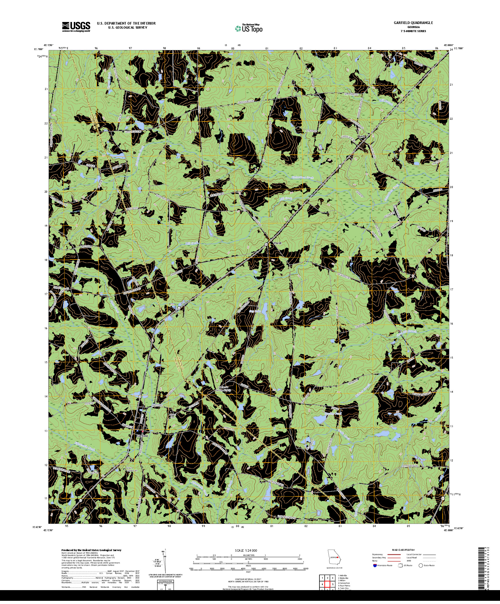 US TOPO 7.5-MINUTE MAP FOR GARFIELD, GA