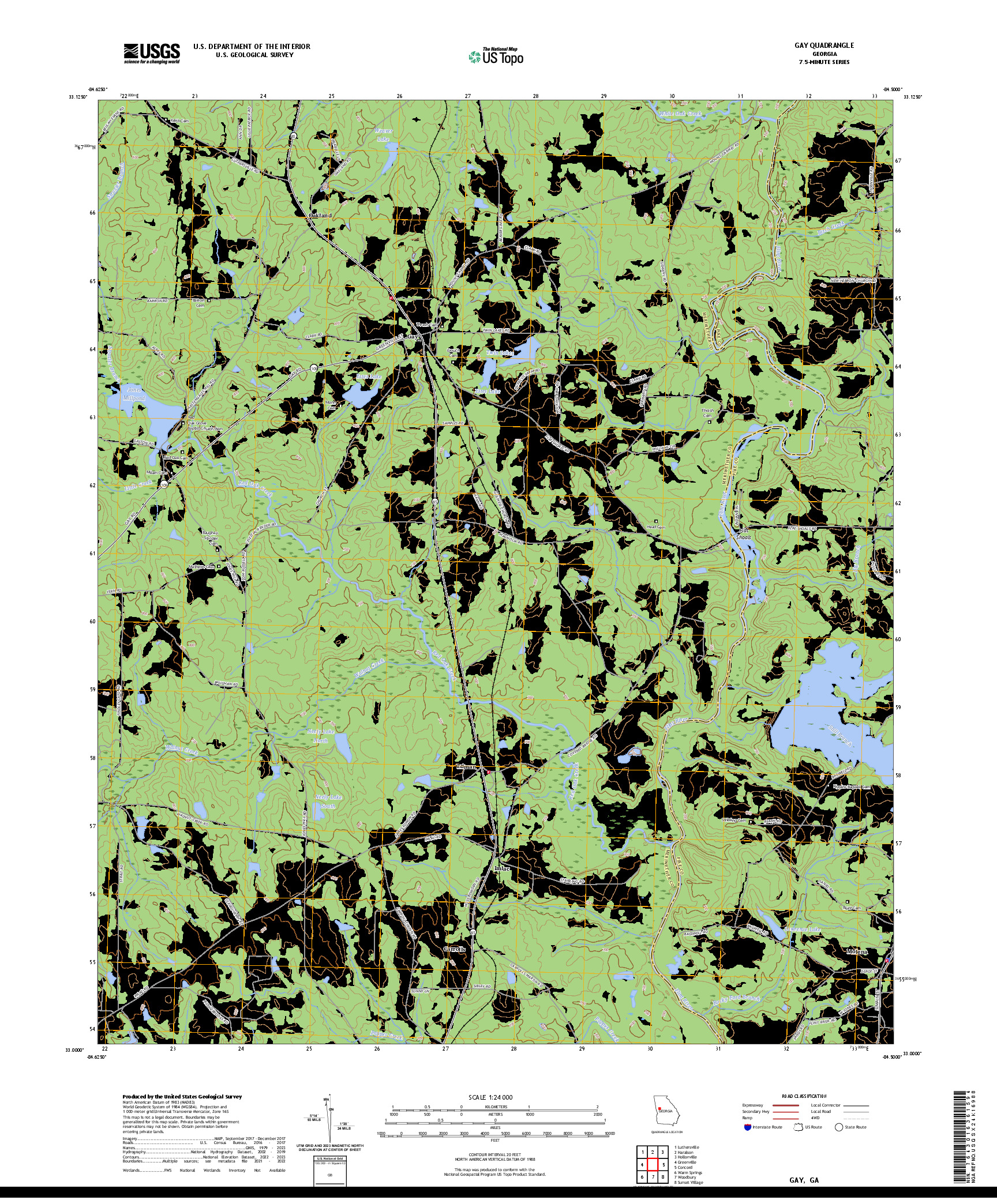 US TOPO 7.5-MINUTE MAP FOR GAY, GA