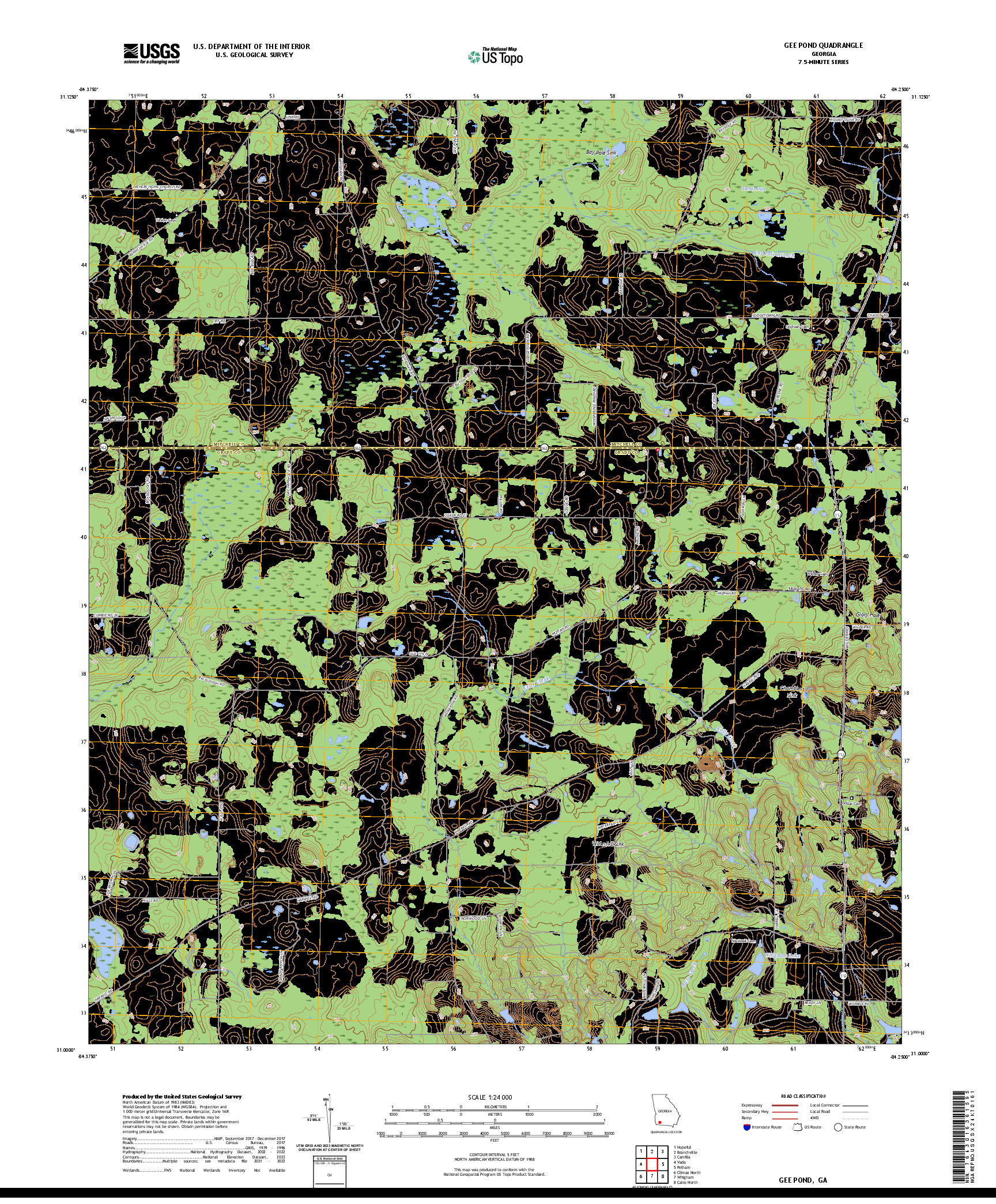 US TOPO 7.5-MINUTE MAP FOR GEE POND, GA