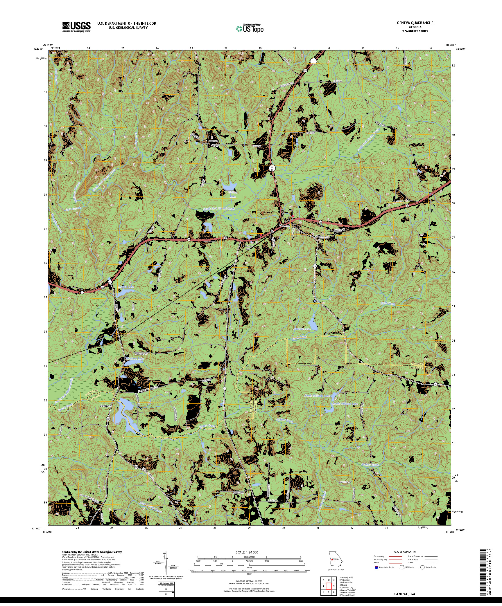 US TOPO 7.5-MINUTE MAP FOR GENEVA, GA