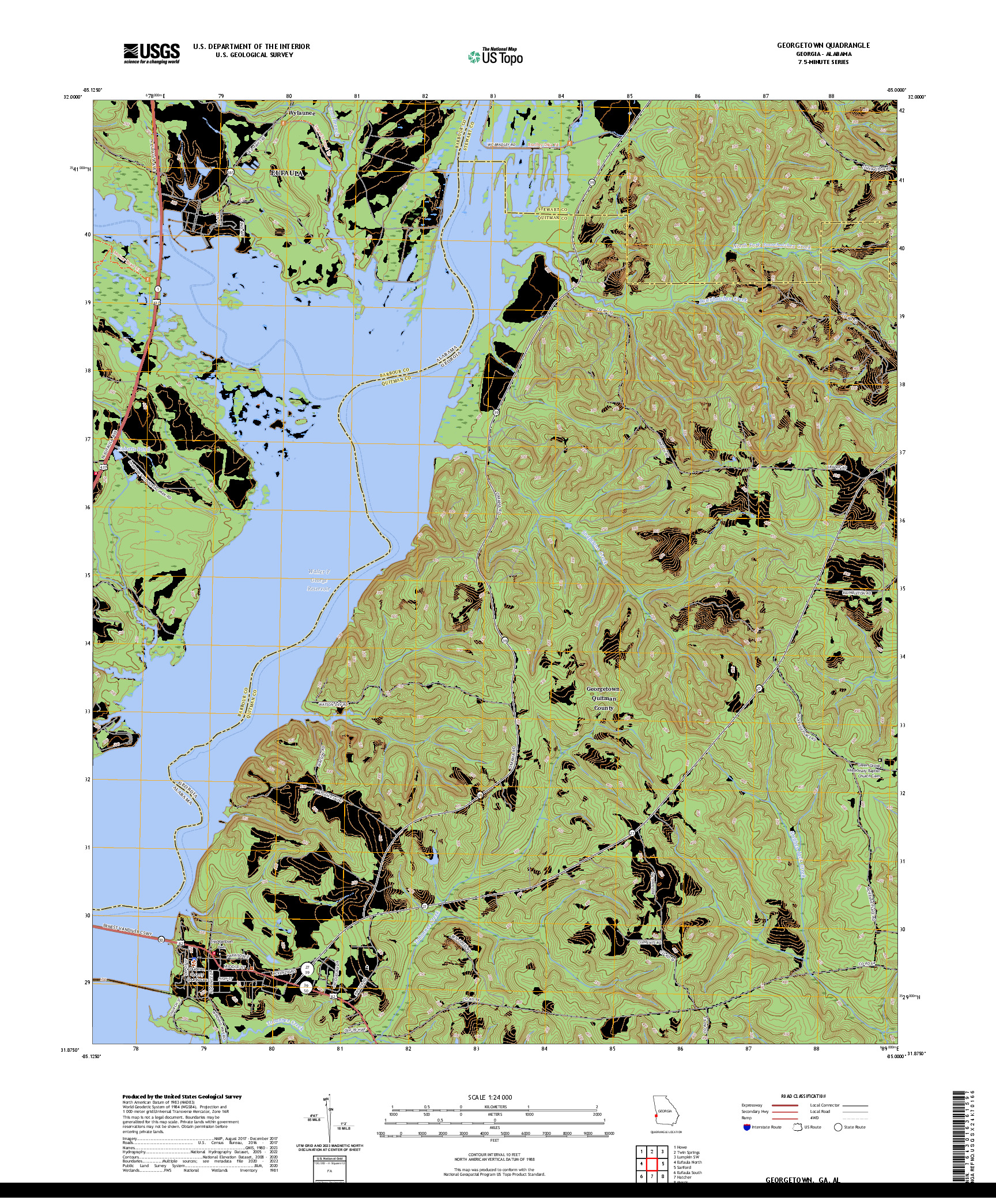 US TOPO 7.5-MINUTE MAP FOR GEORGETOWN, GA,AL