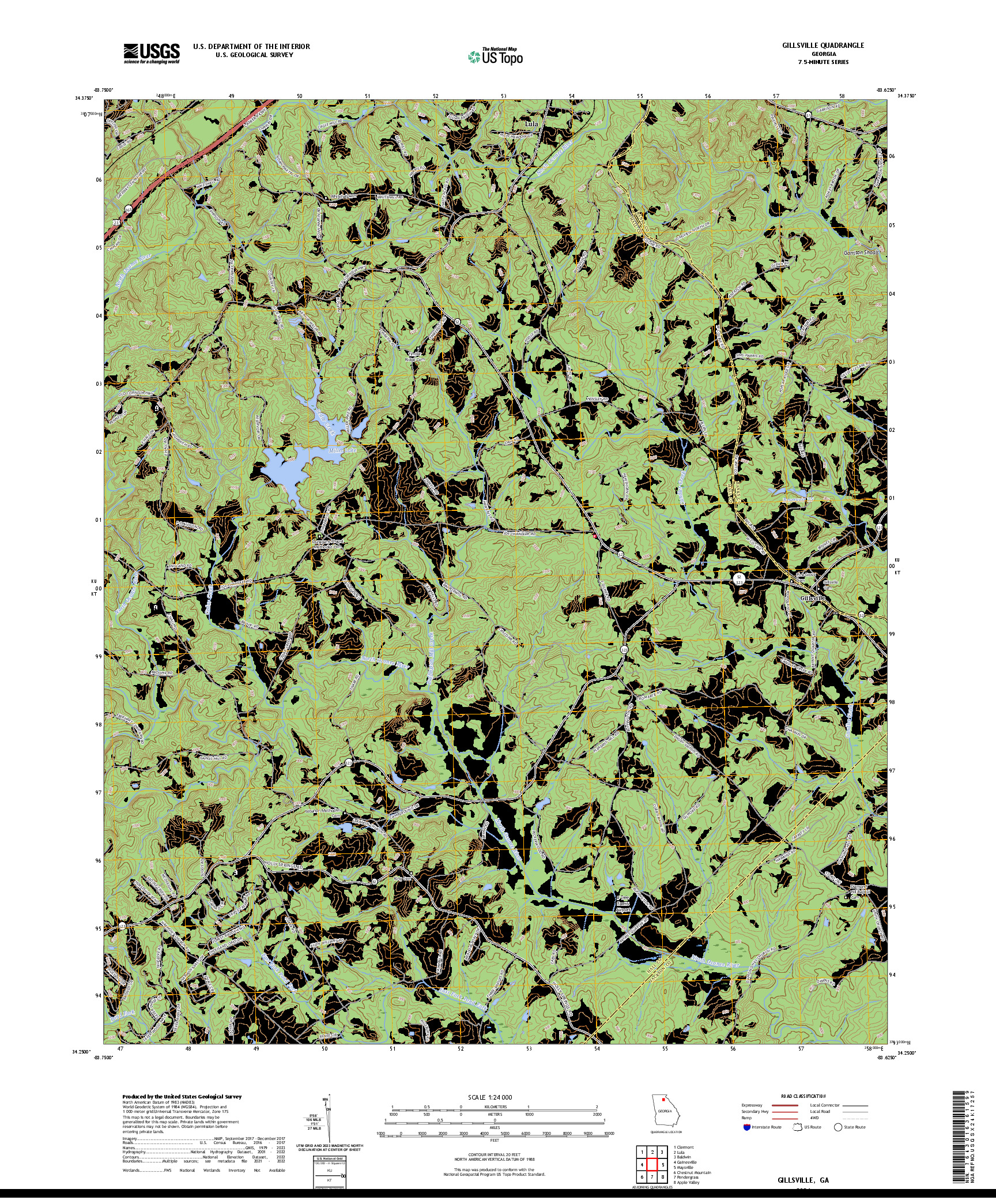 US TOPO 7.5-MINUTE MAP FOR GILLSVILLE, GA
