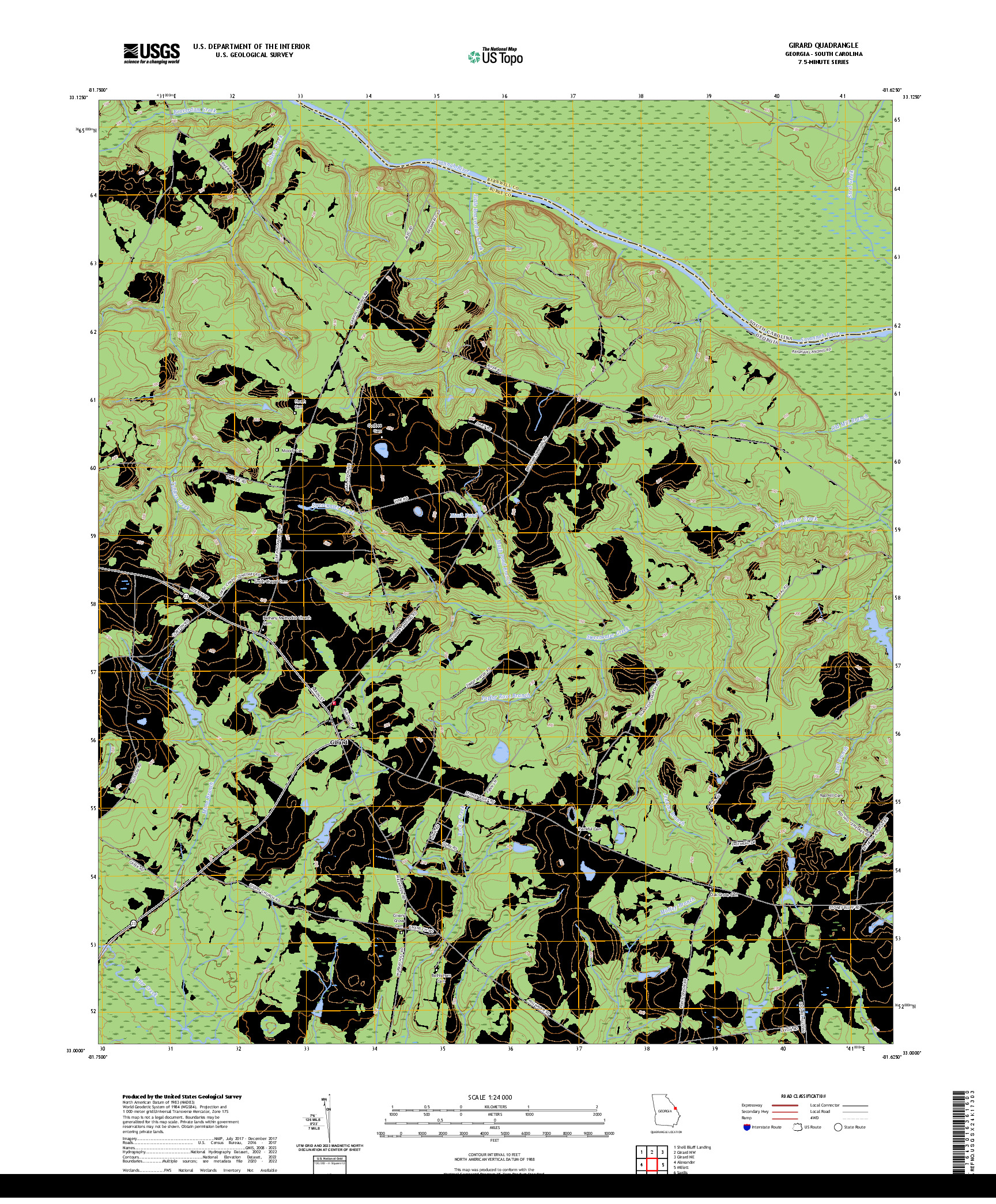 US TOPO 7.5-MINUTE MAP FOR GIRARD, GA,SC