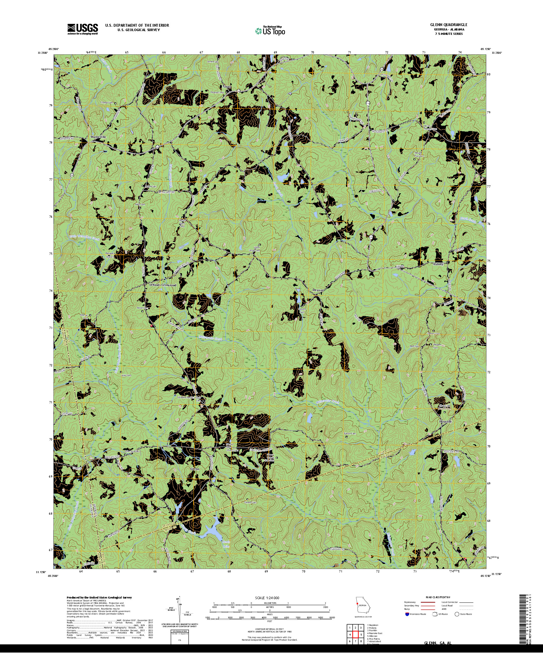 US TOPO 7.5-MINUTE MAP FOR GLENN, GA,AL