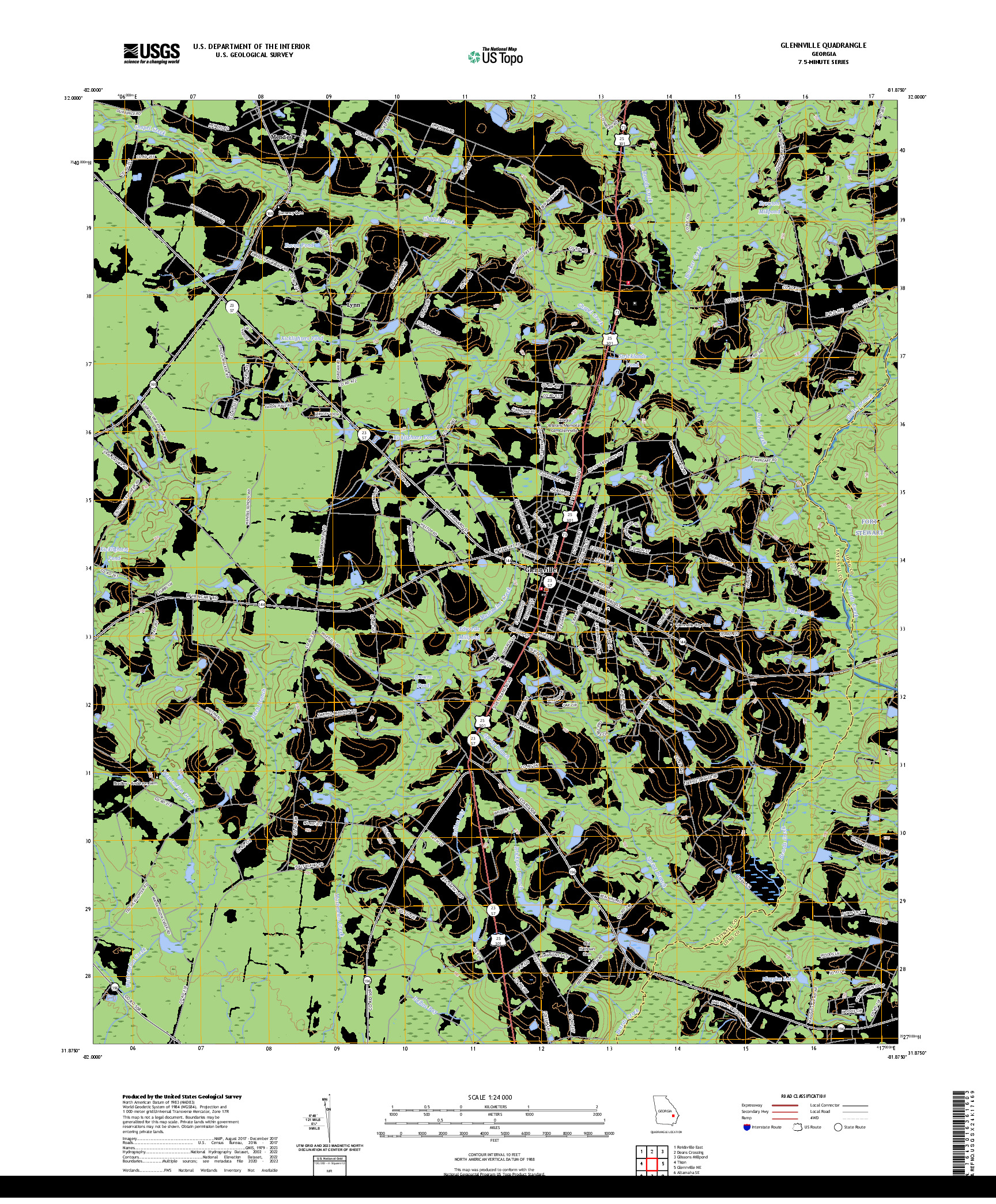 US TOPO 7.5-MINUTE MAP FOR GLENNVILLE, GA