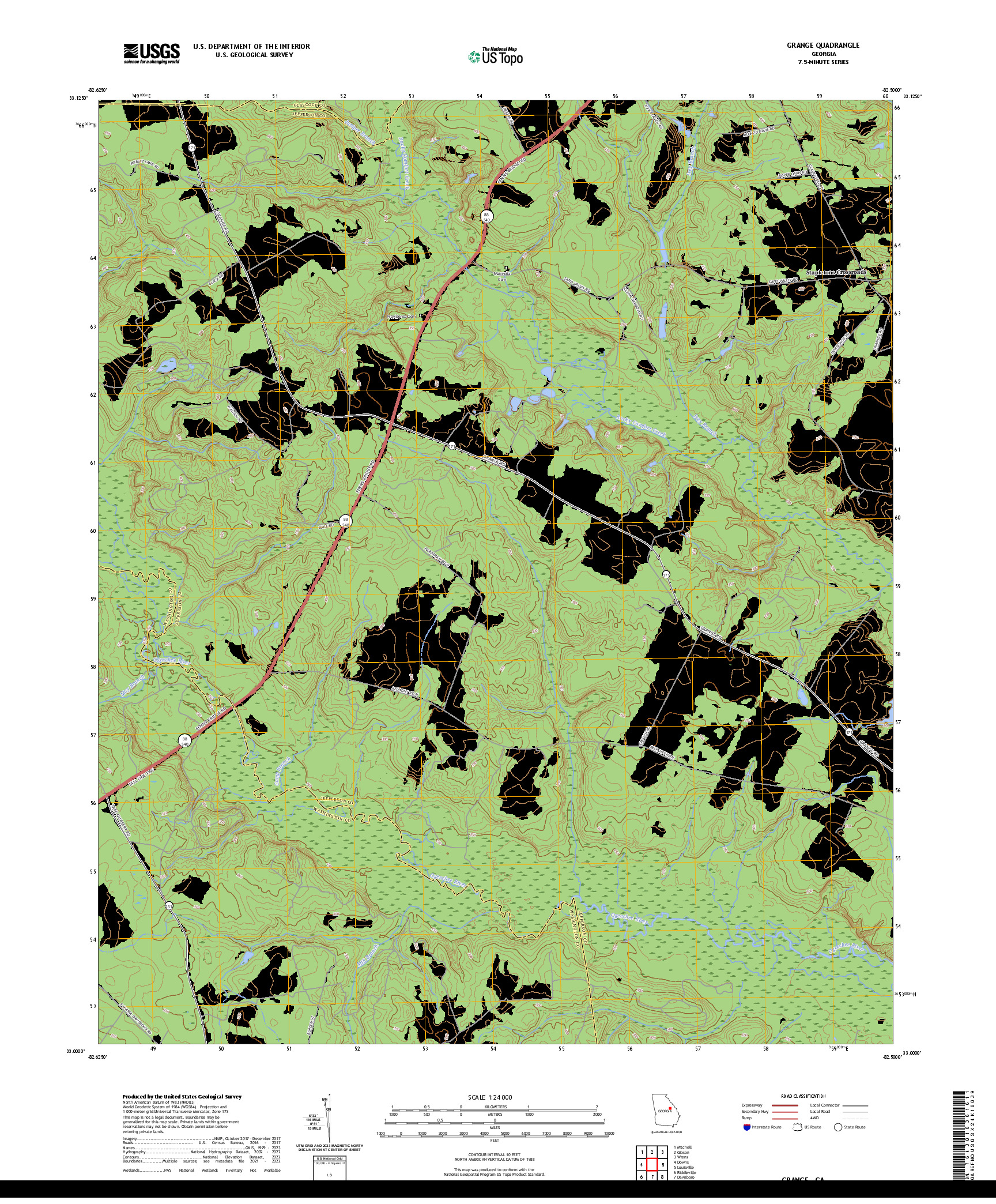 US TOPO 7.5-MINUTE MAP FOR GRANGE, GA