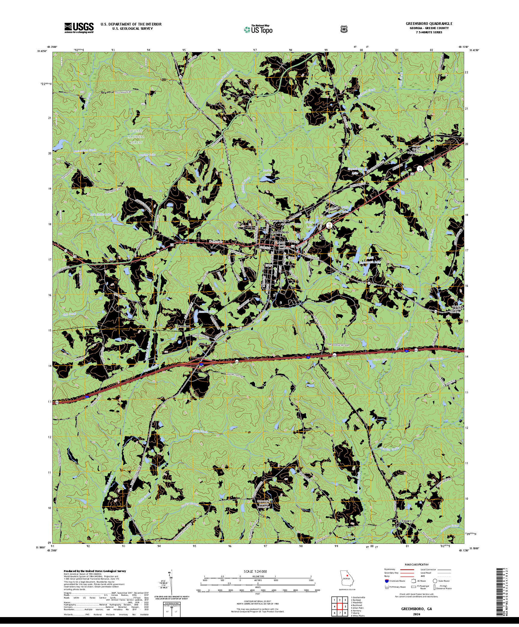 US TOPO 7.5-MINUTE MAP FOR GREENSBORO, GA