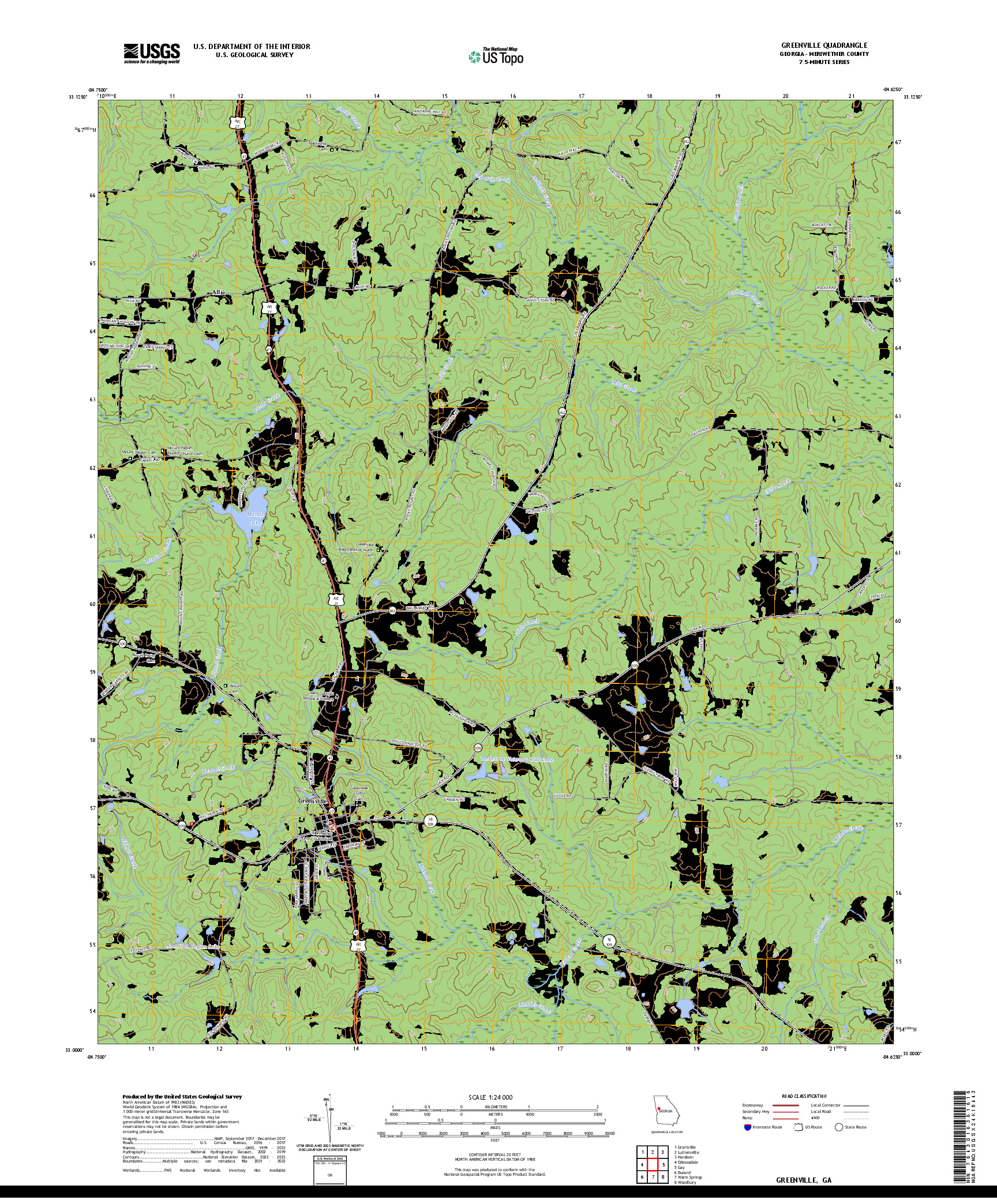 US TOPO 7.5-MINUTE MAP FOR GREENVILLE, GA