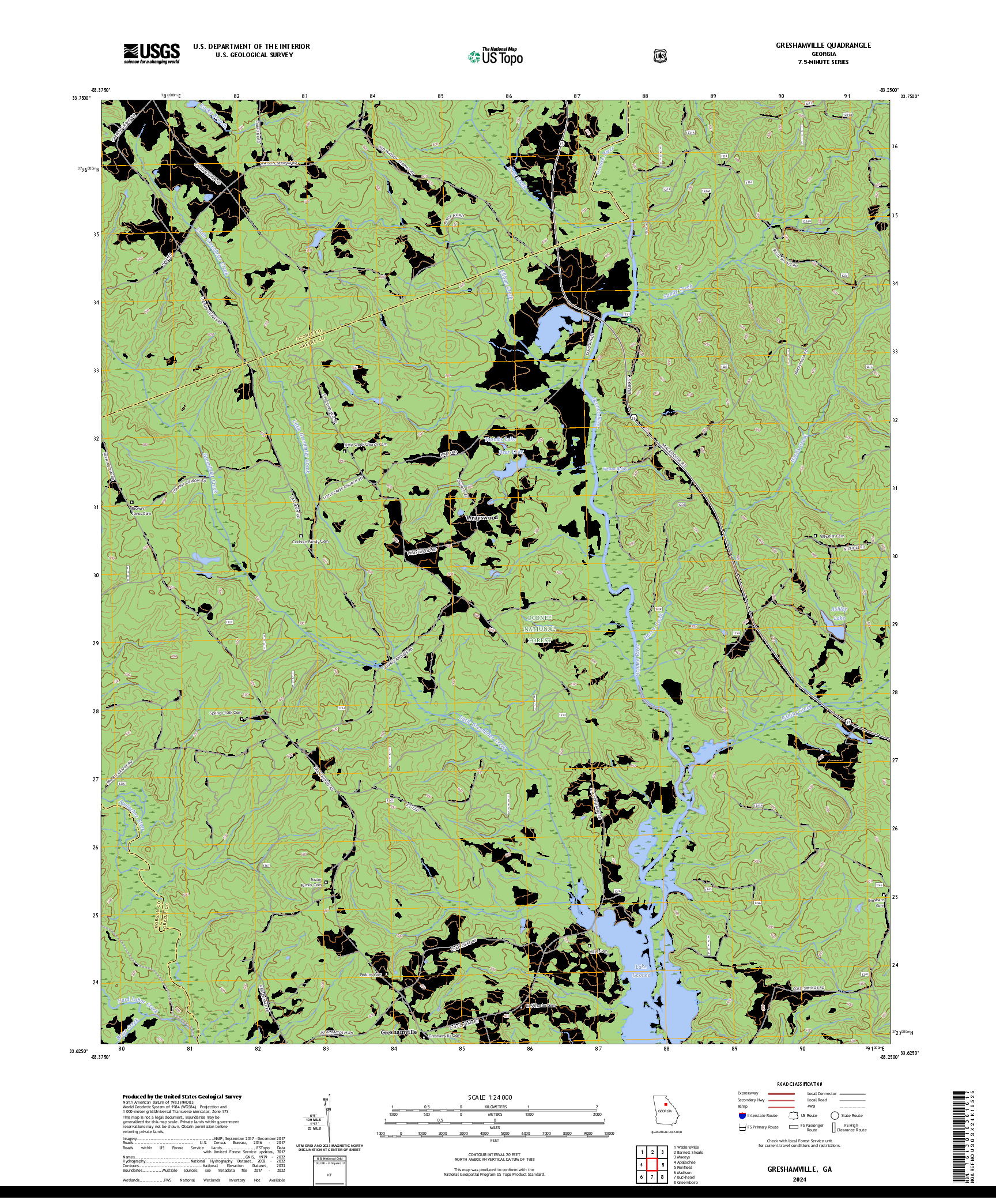 US TOPO 7.5-MINUTE MAP FOR GRESHAMVILLE, GA