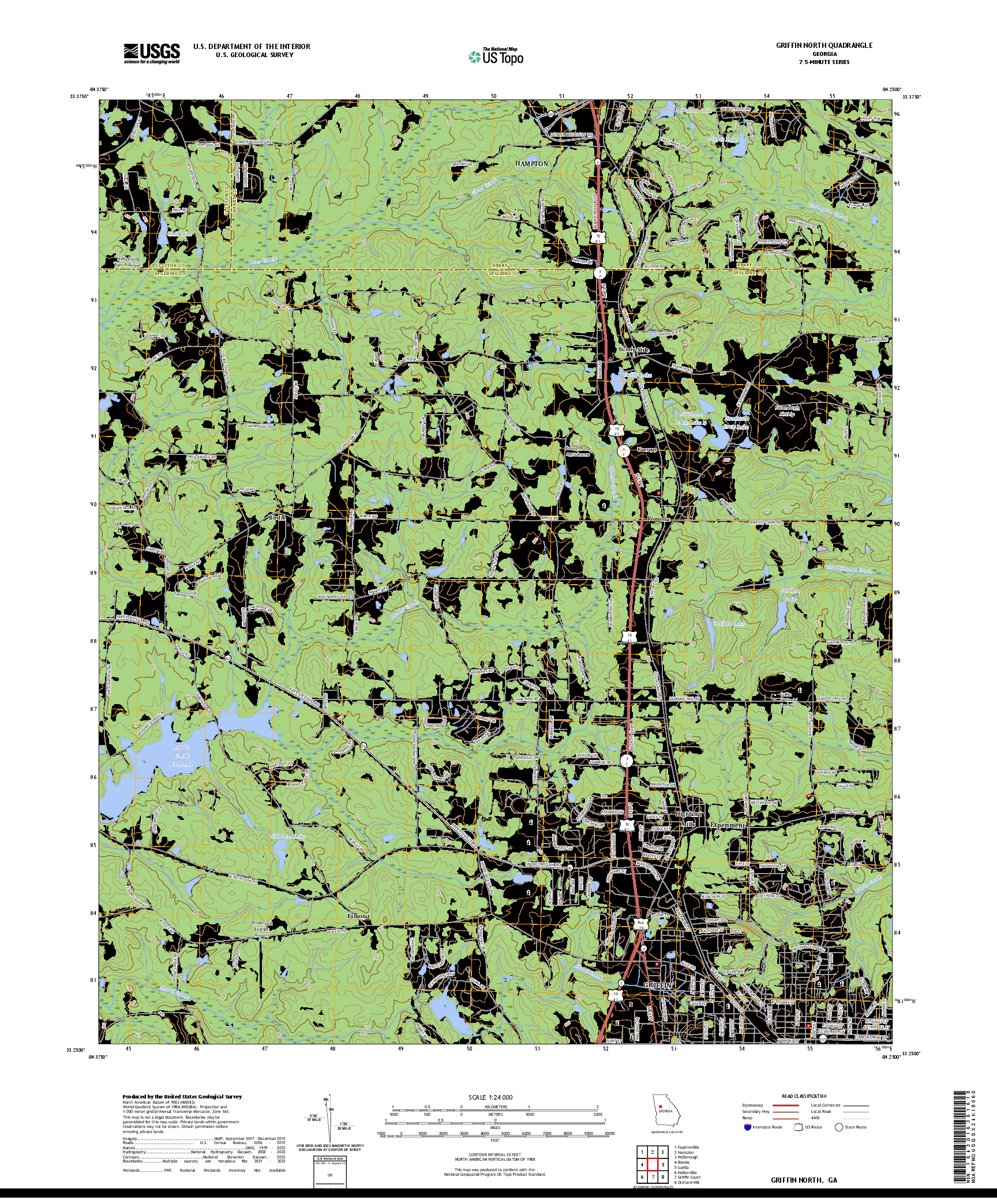 US TOPO 7.5-MINUTE MAP FOR GRIFFIN NORTH, GA