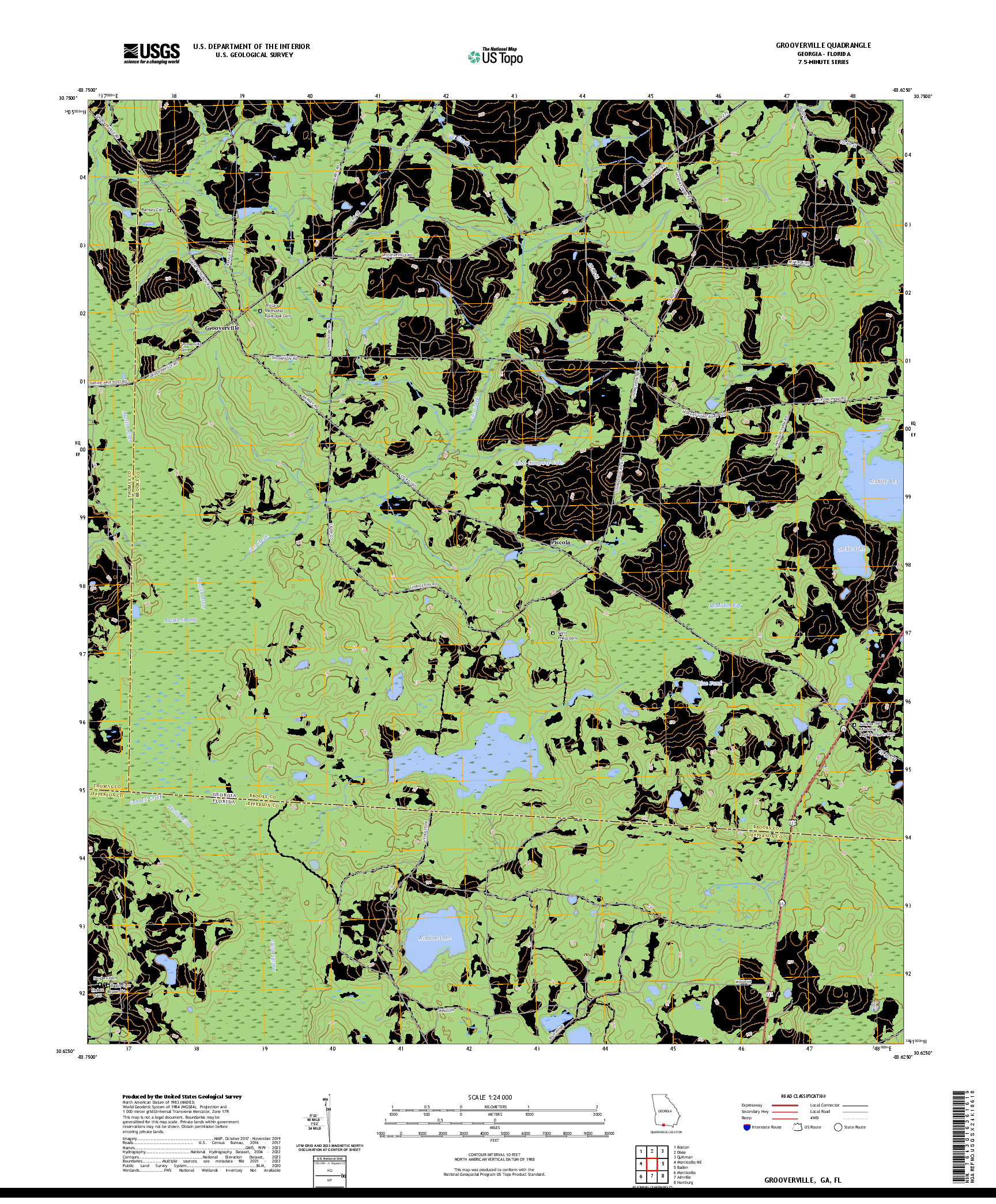 US TOPO 7.5-MINUTE MAP FOR GROOVERVILLE, GA,FL