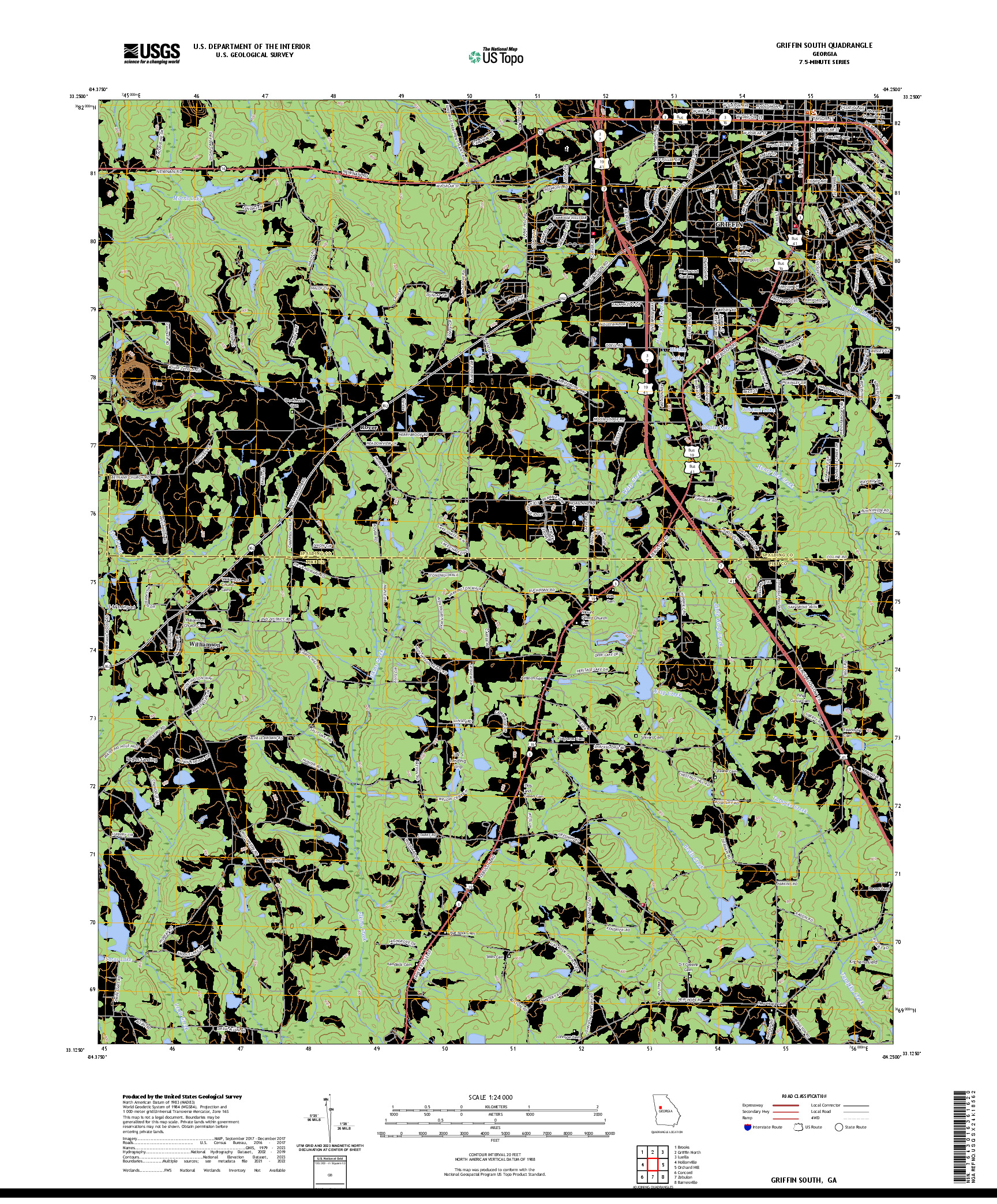 US TOPO 7.5-MINUTE MAP FOR GRIFFIN SOUTH, GA