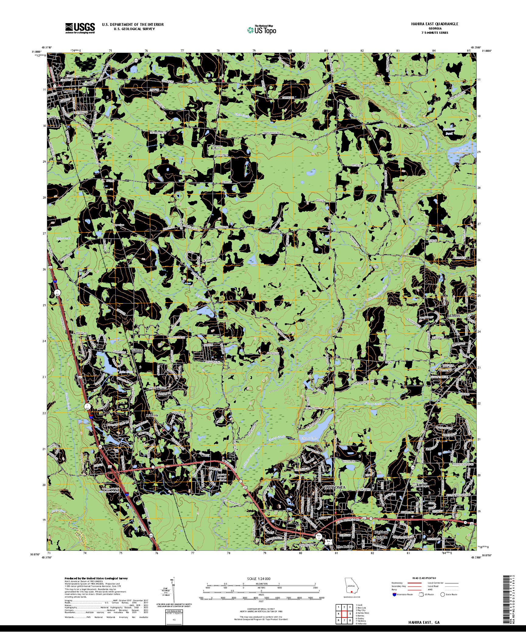 US TOPO 7.5-MINUTE MAP FOR HAHIRA EAST, GA
