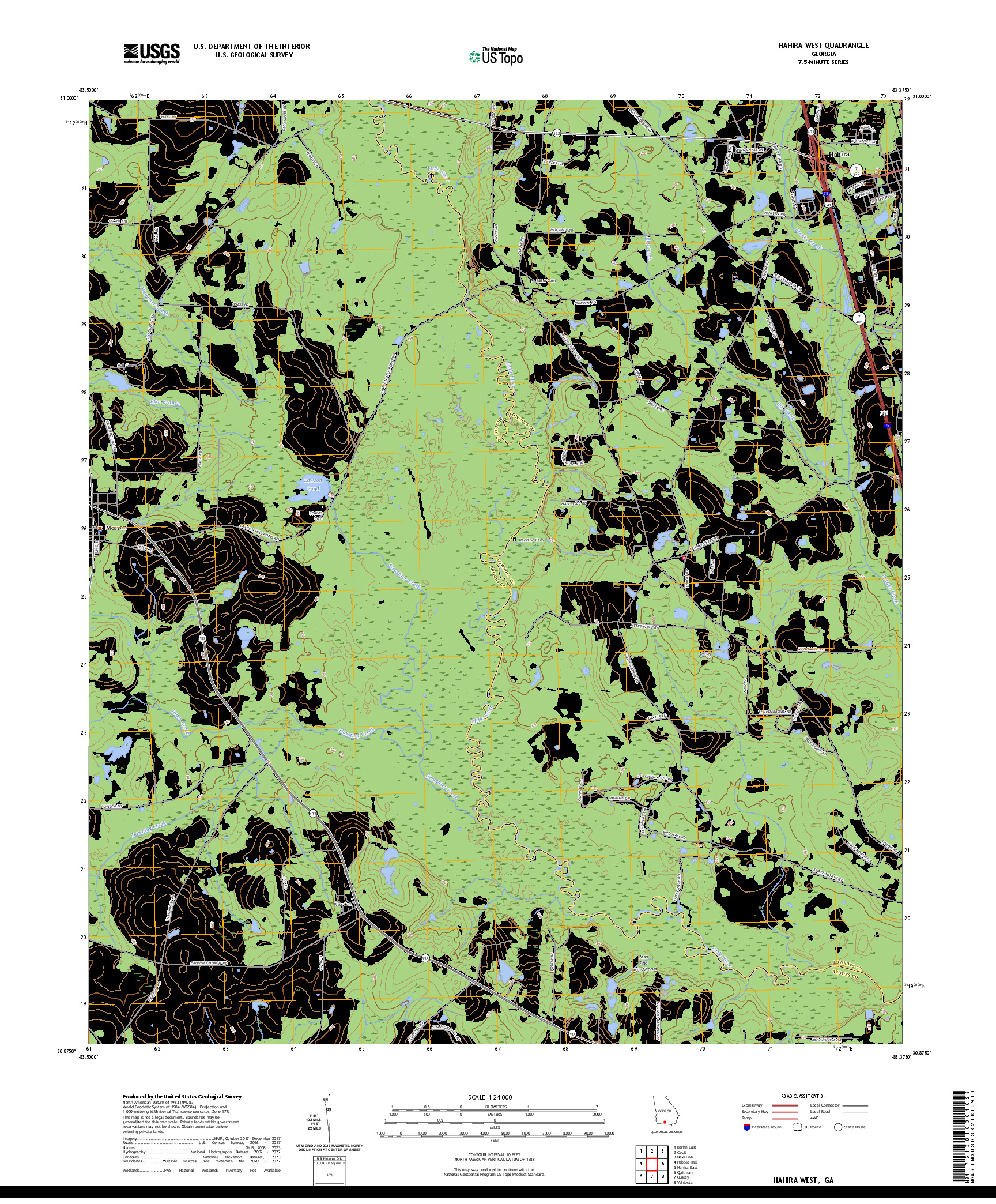 US TOPO 7.5-MINUTE MAP FOR HAHIRA WEST, GA