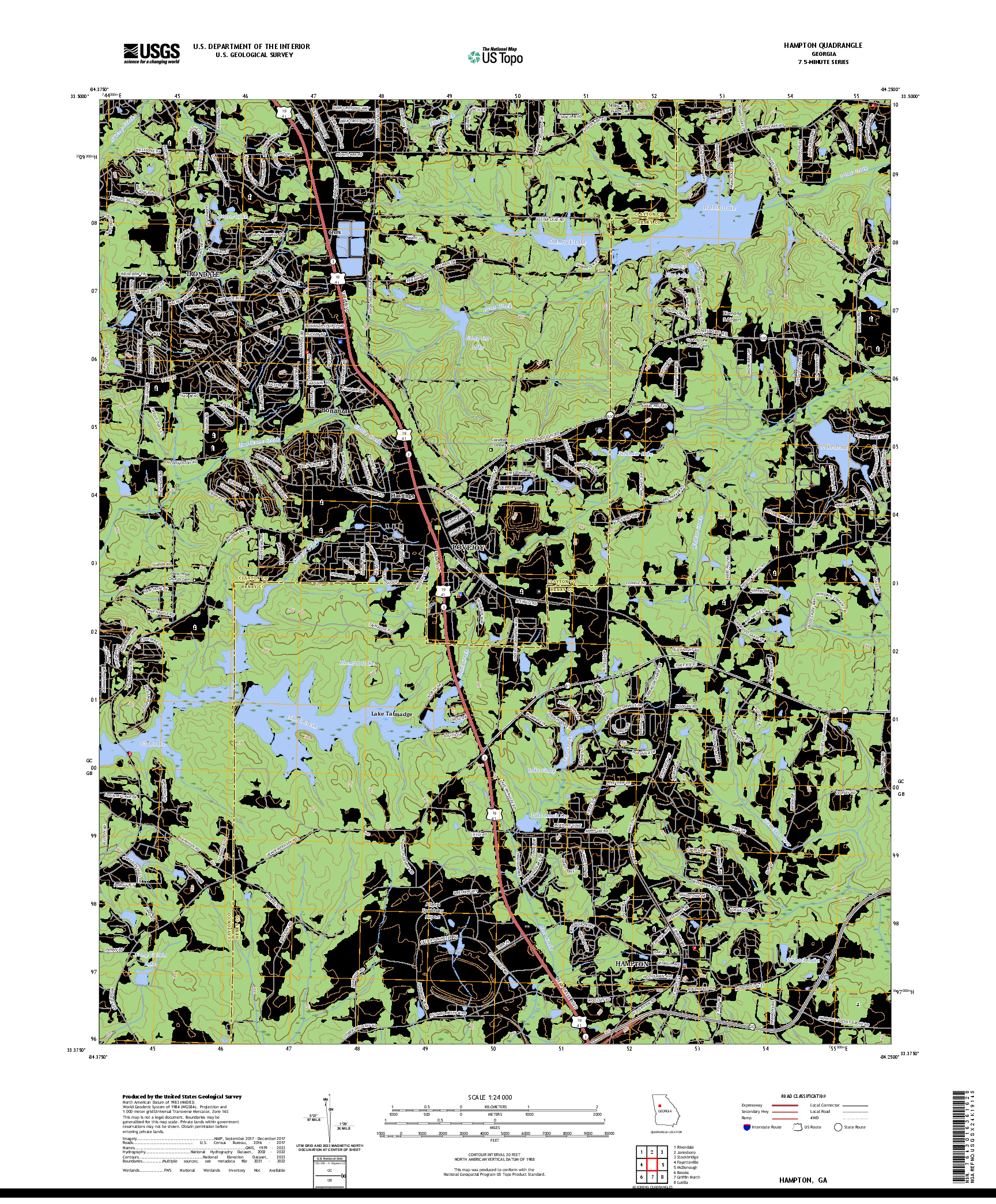 US TOPO 7.5-MINUTE MAP FOR HAMPTON, GA