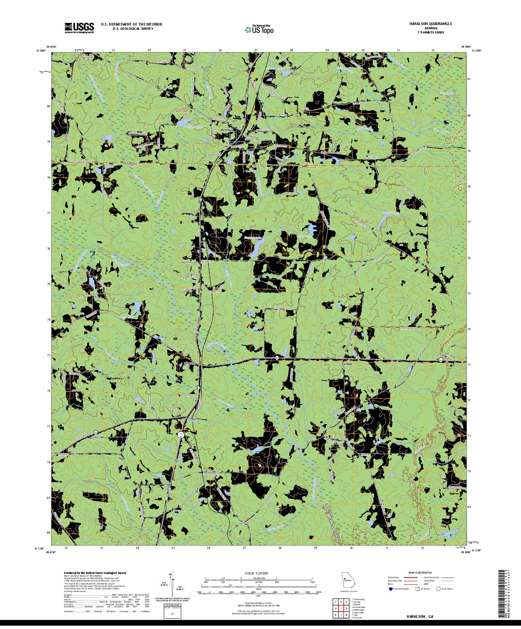 US TOPO 7.5-MINUTE MAP FOR HARALSON, GA