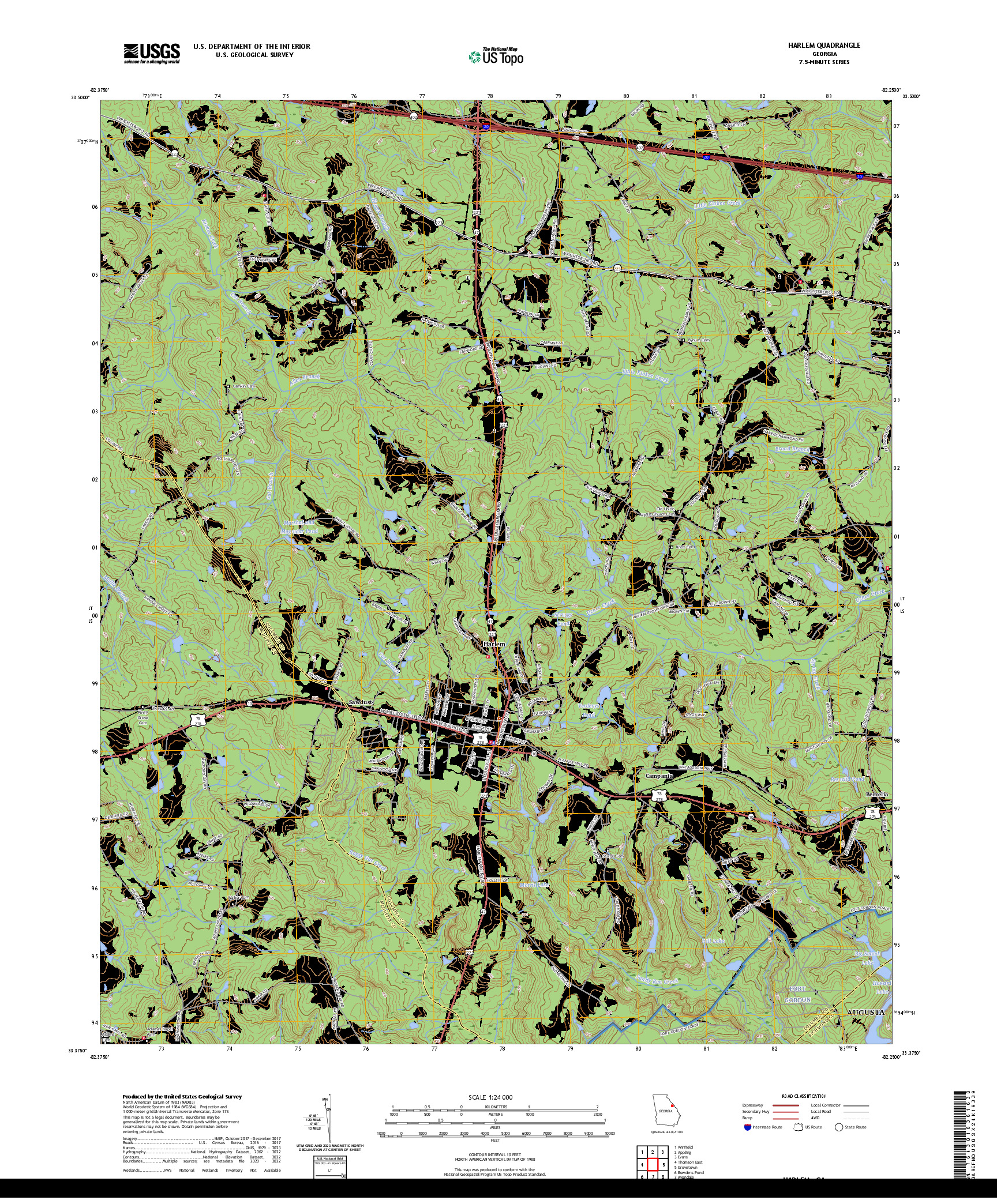 US TOPO 7.5-MINUTE MAP FOR HARLEM, GA