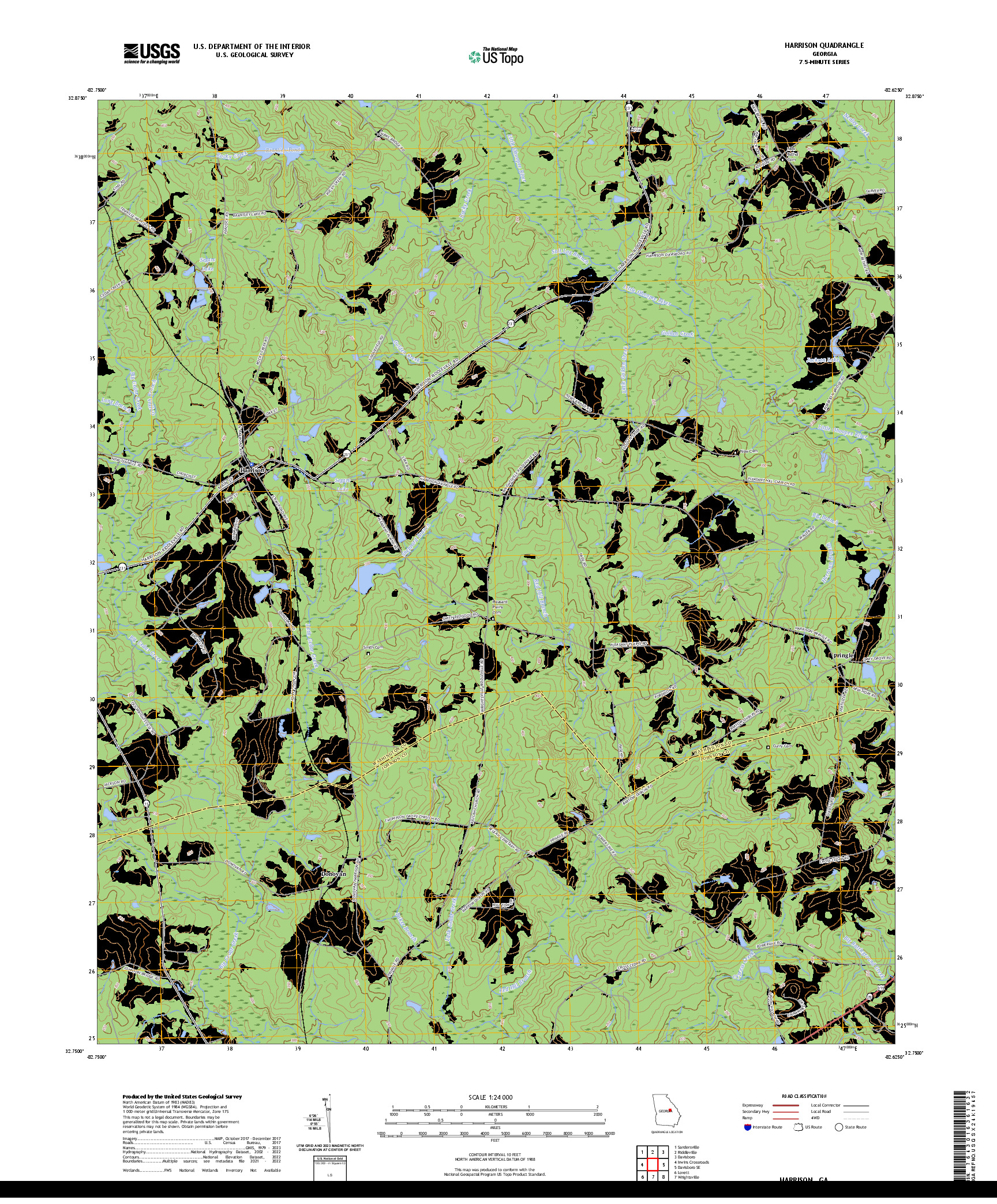 US TOPO 7.5-MINUTE MAP FOR HARRISON, GA