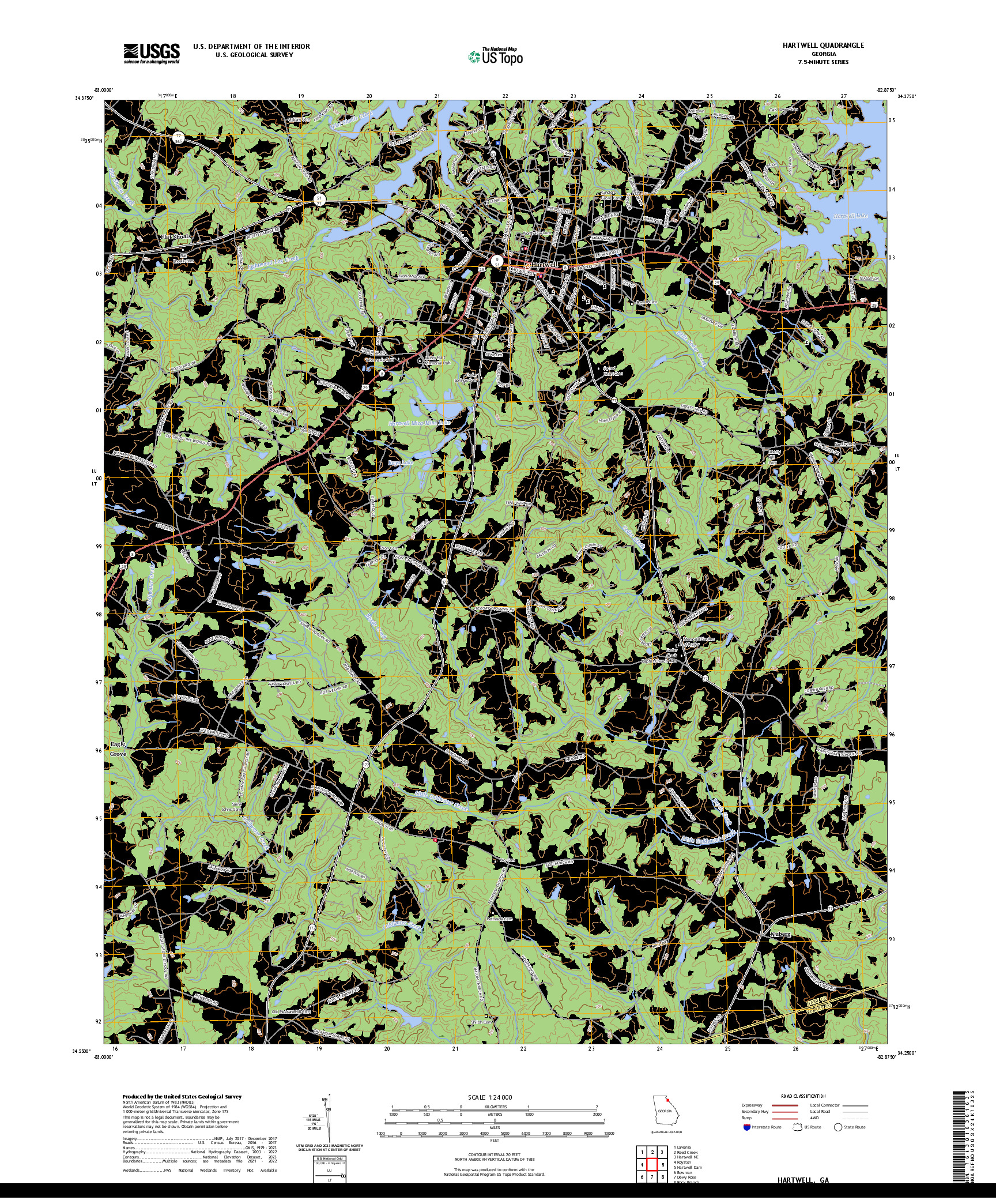 US TOPO 7.5-MINUTE MAP FOR HARTWELL, GA