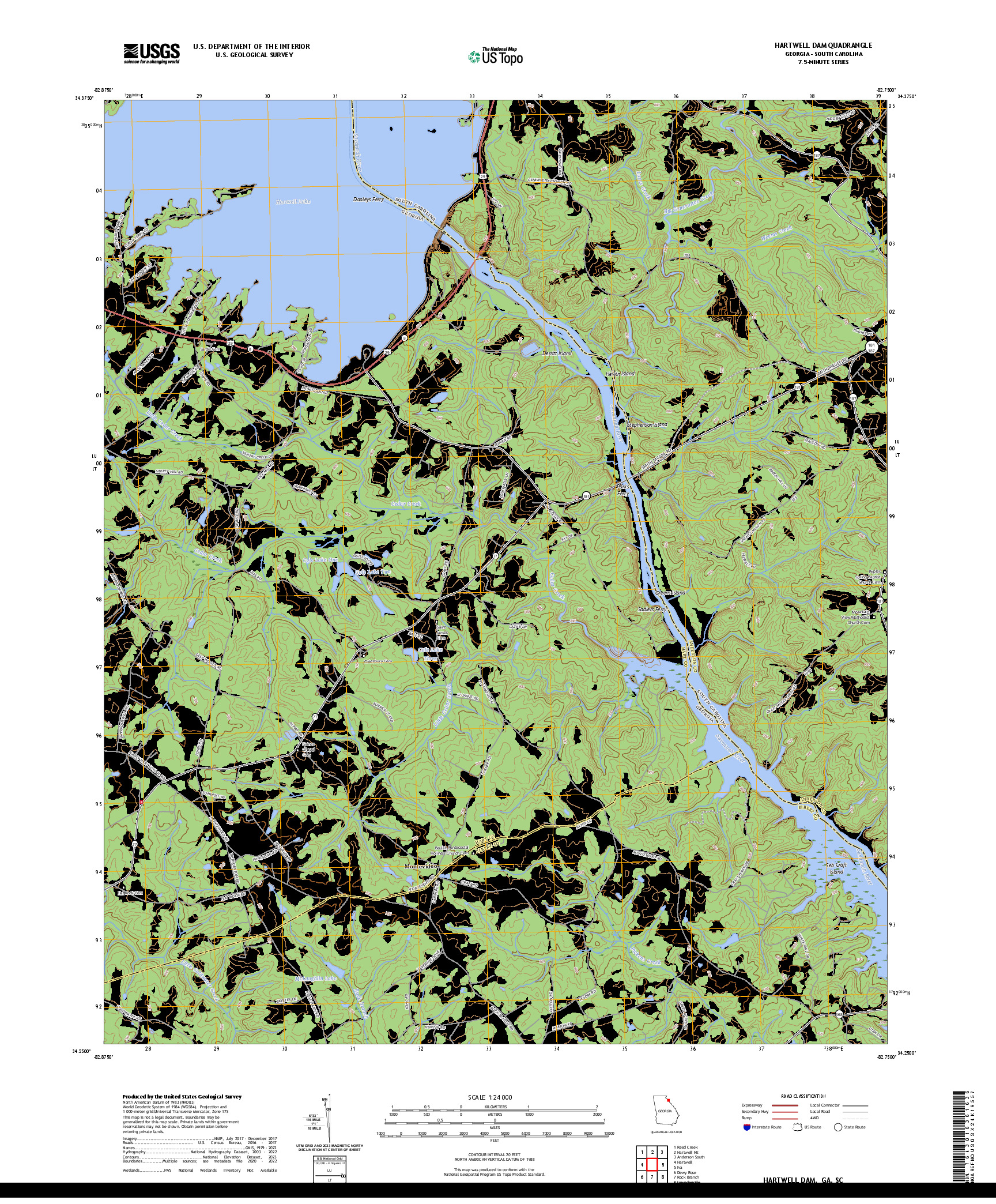 US TOPO 7.5-MINUTE MAP FOR HARTWELL DAM, GA,SC