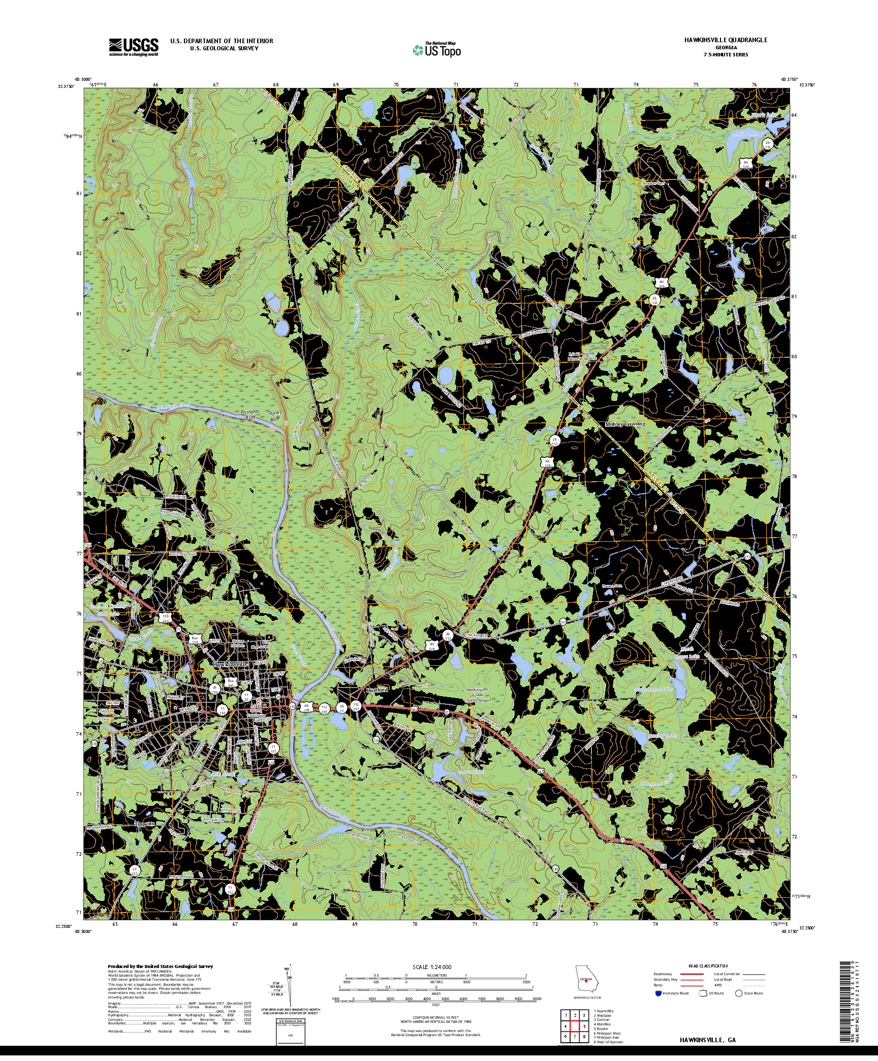 US TOPO 7.5-MINUTE MAP FOR HAWKINSVILLE, GA