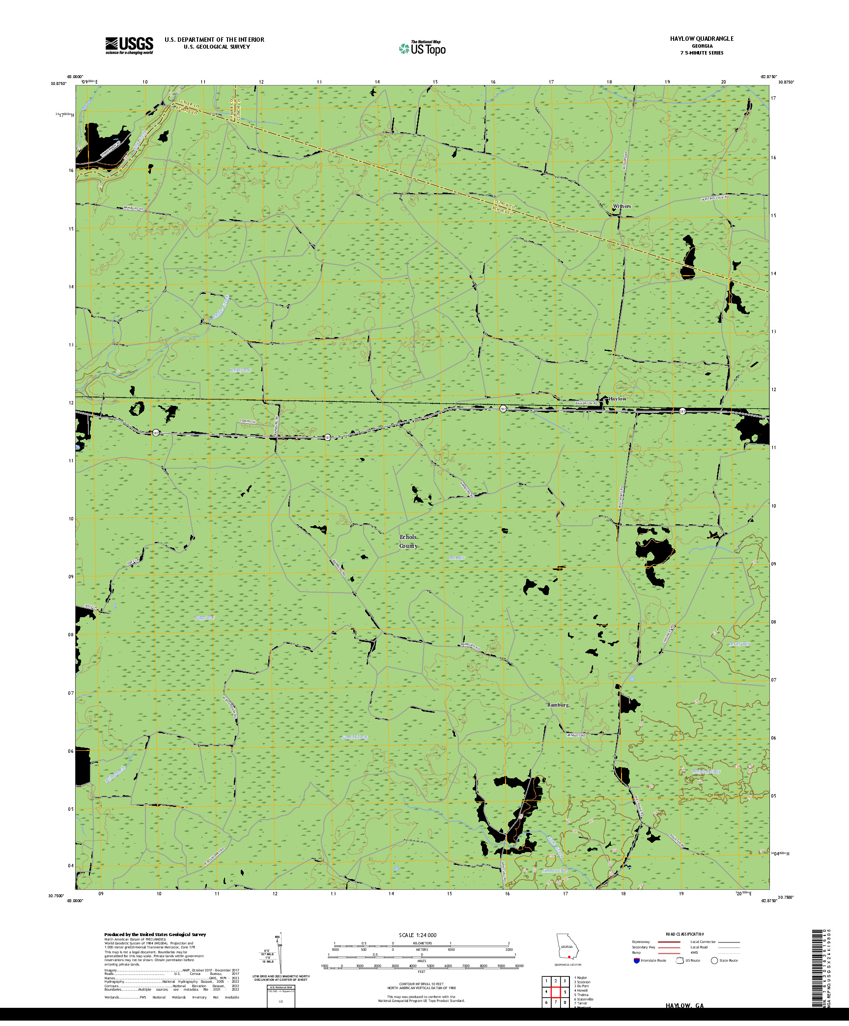 US TOPO 7.5-MINUTE MAP FOR HAYLOW, GA