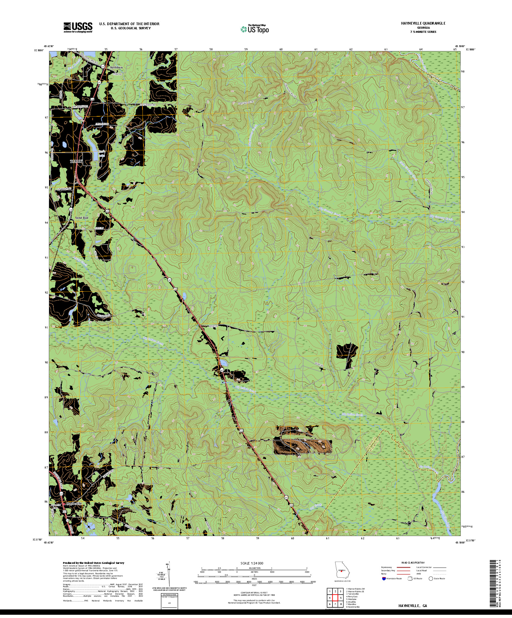 US TOPO 7.5-MINUTE MAP FOR HAYNEVILLE, GA