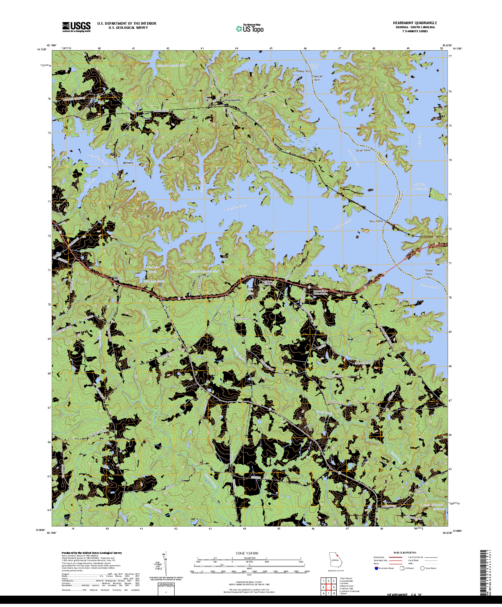 US TOPO 7.5-MINUTE MAP FOR HEARDMONT, GA,SC