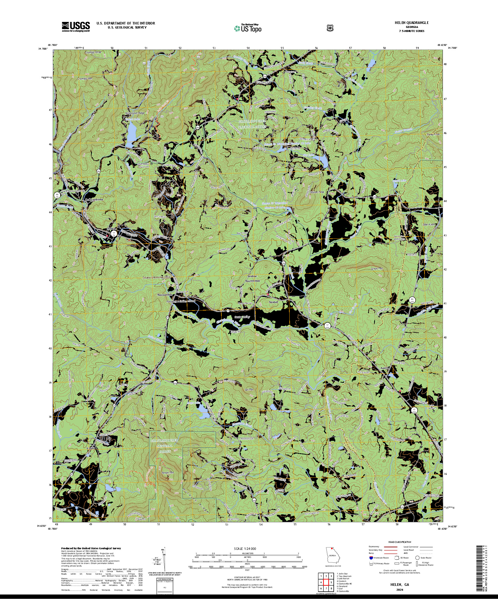 US TOPO 7.5-MINUTE MAP FOR HELEN, GA