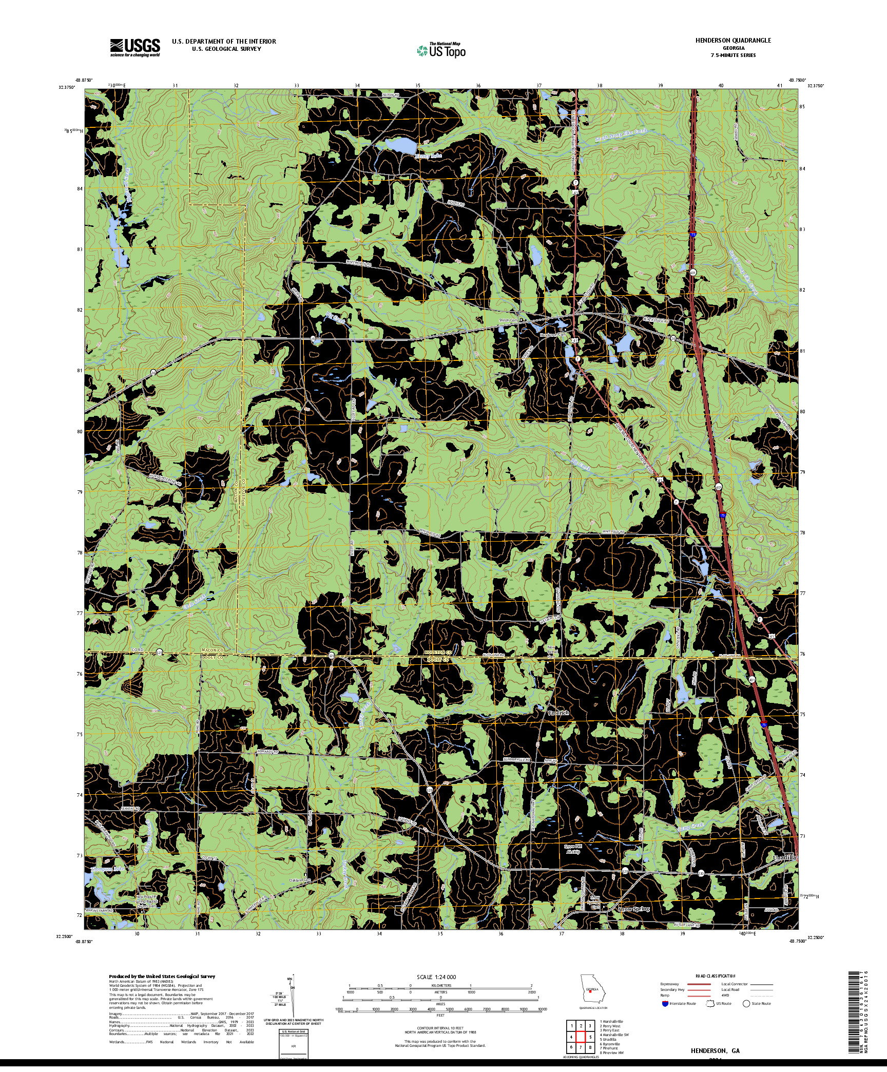 US TOPO 7.5-MINUTE MAP FOR HENDERSON, GA