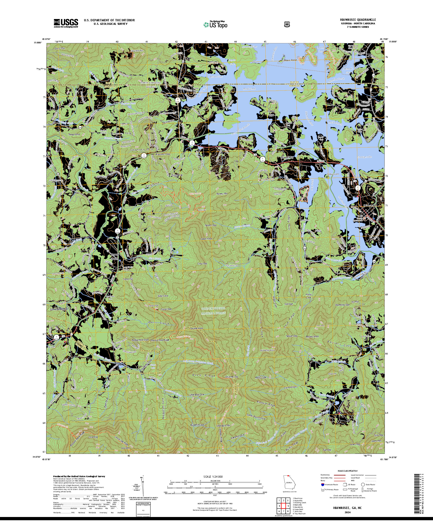 US TOPO 7.5-MINUTE MAP FOR HIAWASSEE, GA,NC