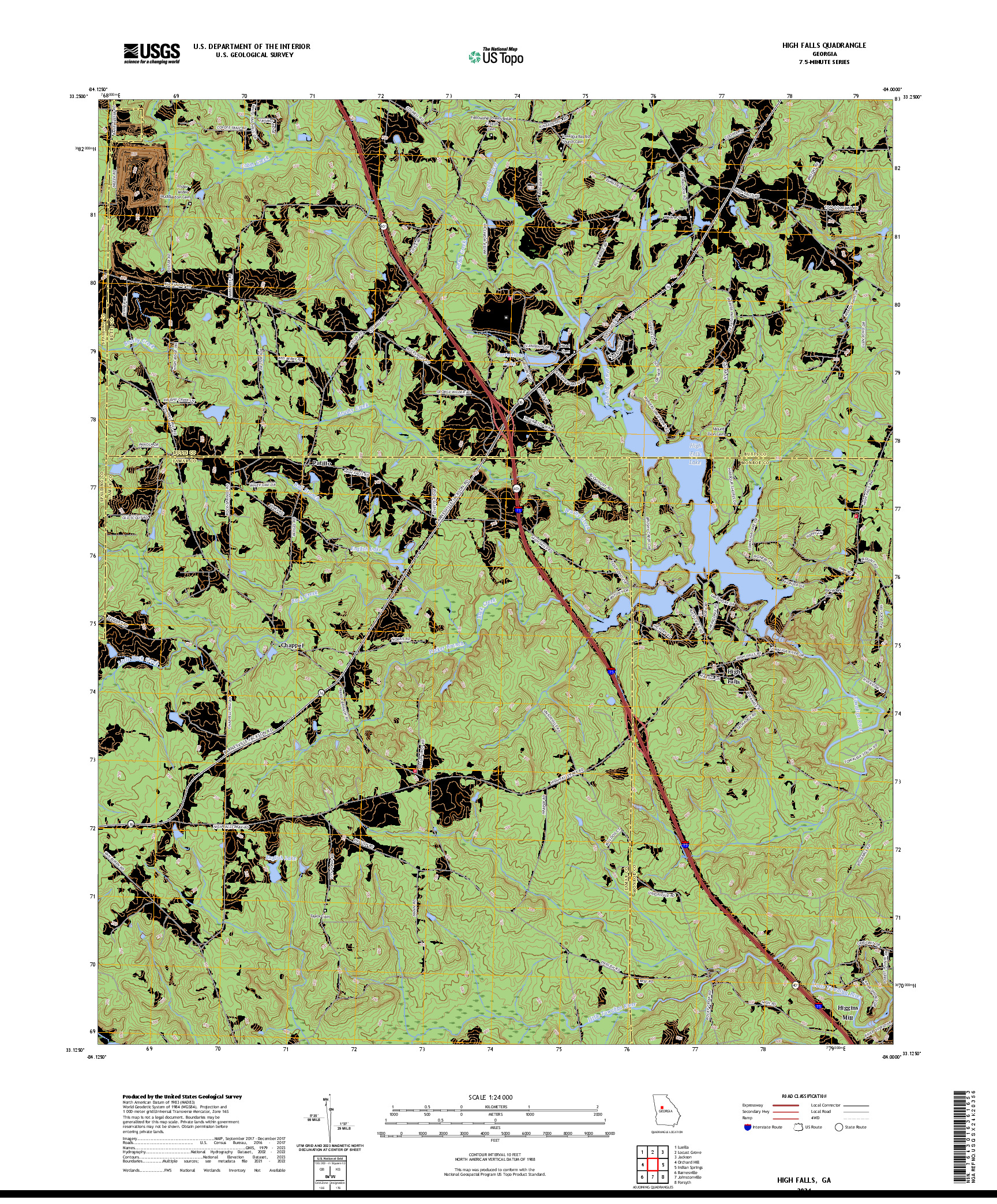 US TOPO 7.5-MINUTE MAP FOR HIGH FALLS, GA