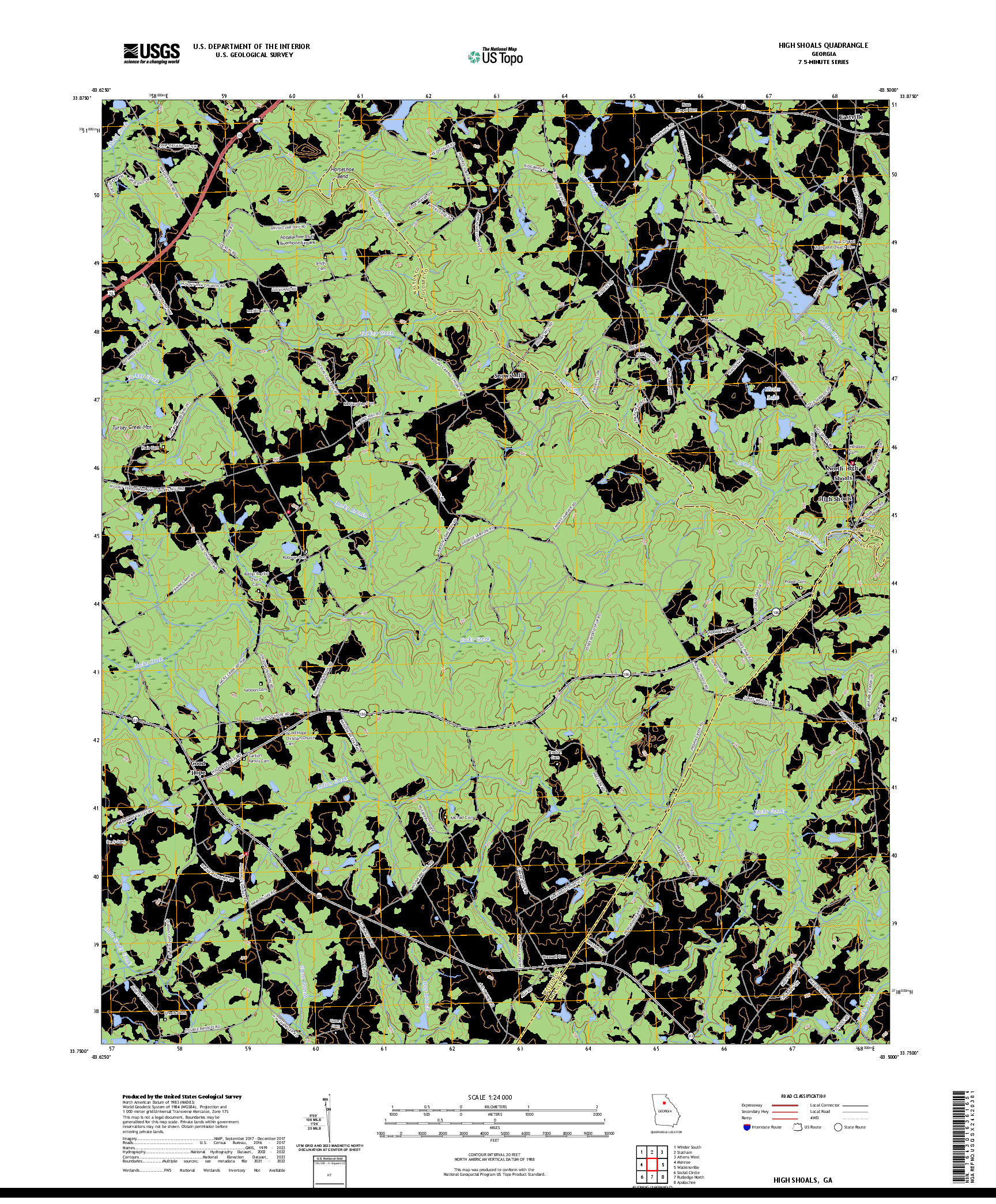 US TOPO 7.5-MINUTE MAP FOR HIGH SHOALS, GA