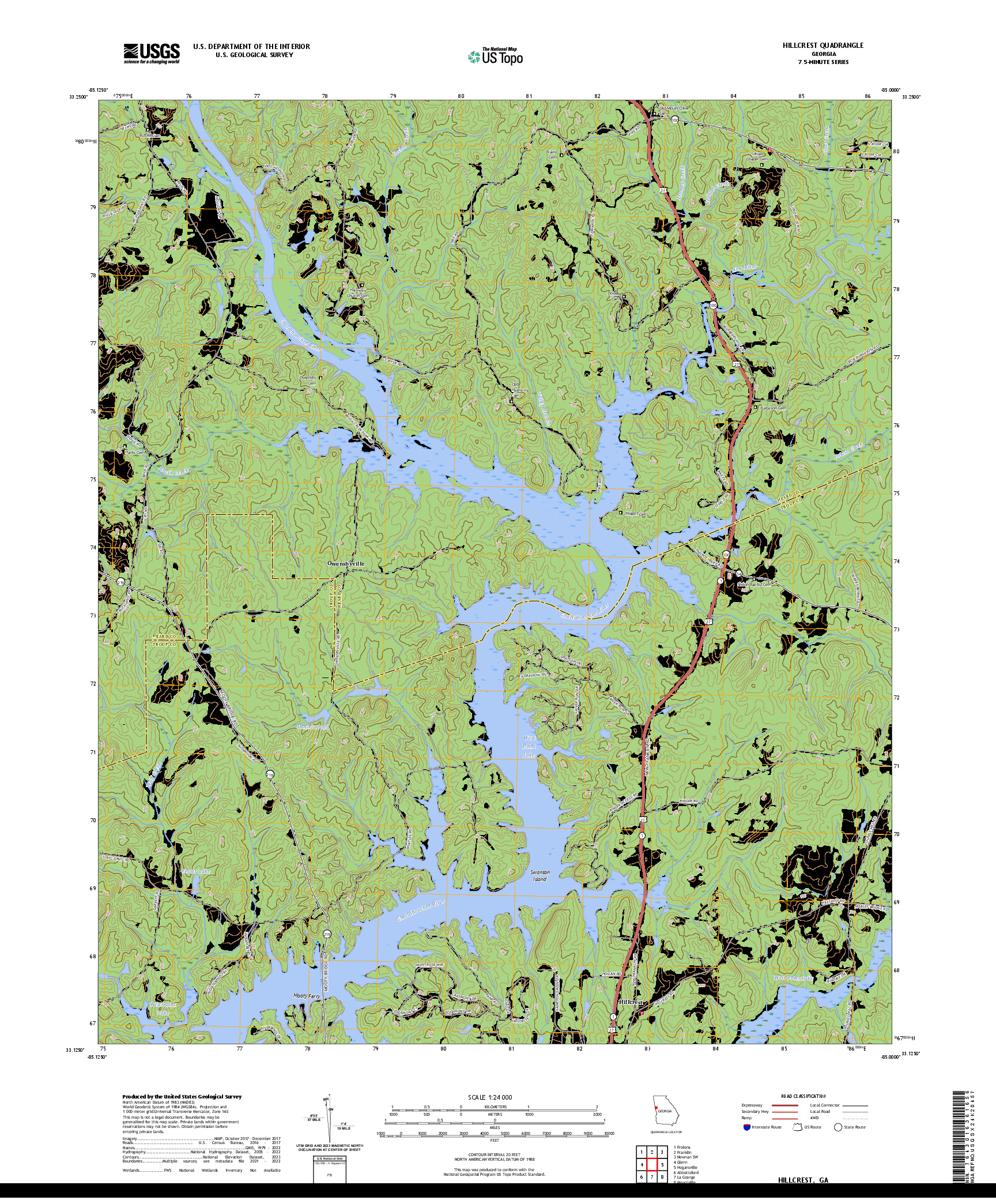US TOPO 7.5-MINUTE MAP FOR HILLCREST, GA