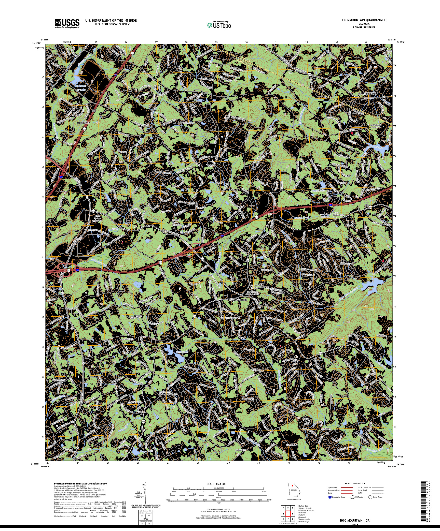 US TOPO 7.5-MINUTE MAP FOR HOG MOUNTAIN, GA